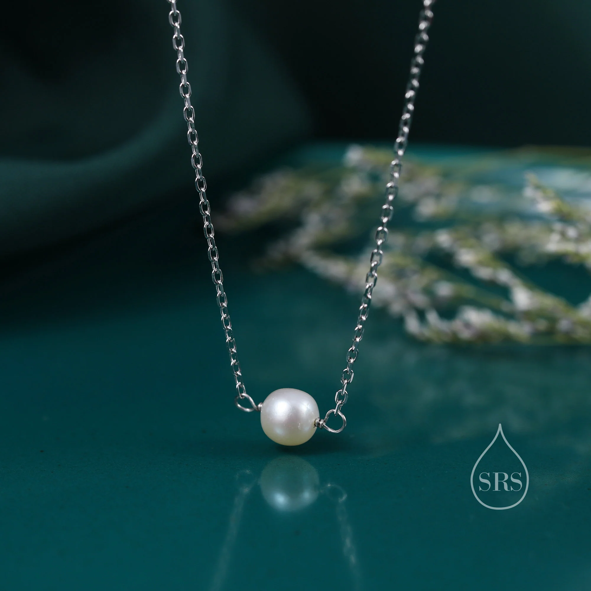 Freshwater Pearl Necklace in Sterling Silver, Natural Pearl Necklace, Single Pearl Necklace, Genuine Pearl Necklace