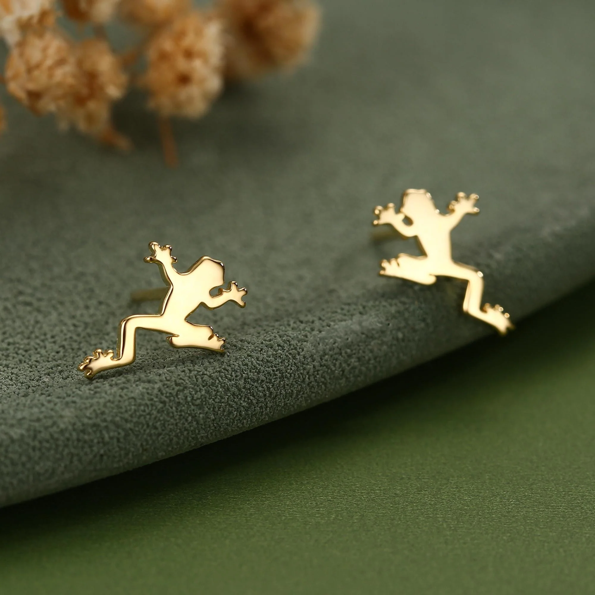 Frog Stud Earrings in Sterling Silver, Tree Frog Earrings - Image 7