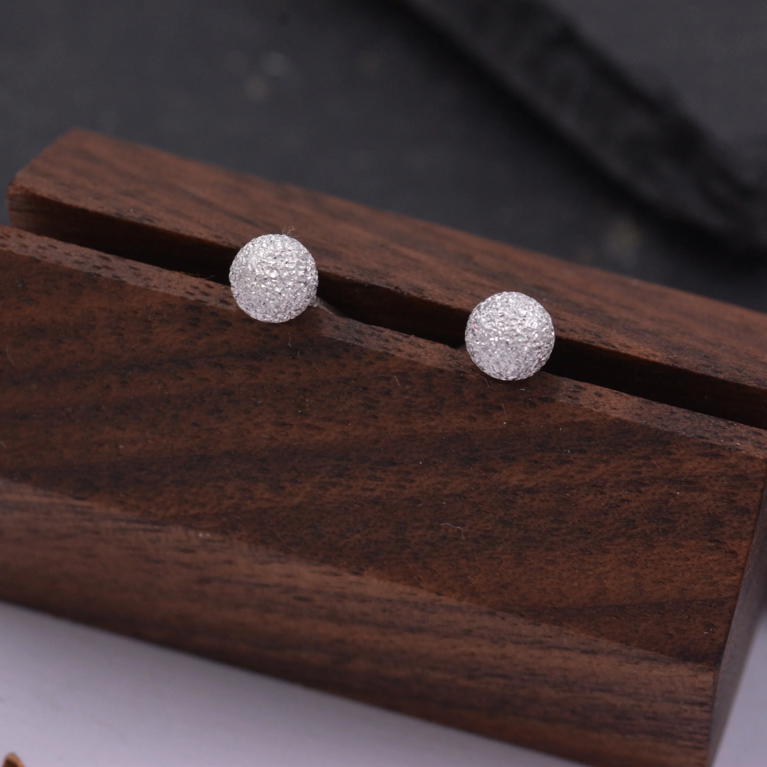 Frosted Ball Stud Earrings in Sterling Silver, Gold or Silver, Tiny to Large, Various Sizes,  Textured Finish, Minimalist, Geometric - Image 9