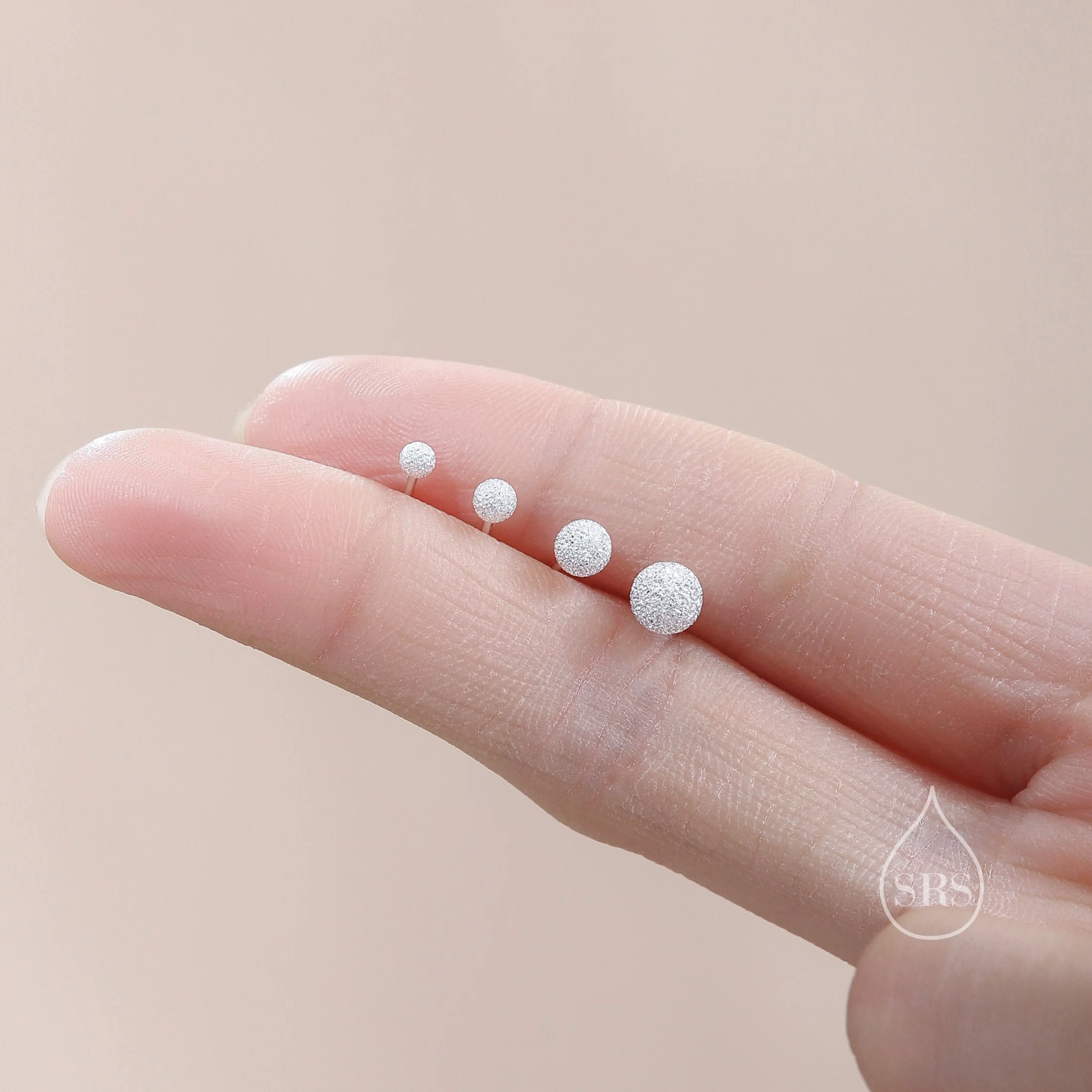 Frosted Sterling Silver Ball Tiny Stud Earrings Textured Finish Simple Minimalist Everyday Style - Geometric Jewellery O22 - Image 3