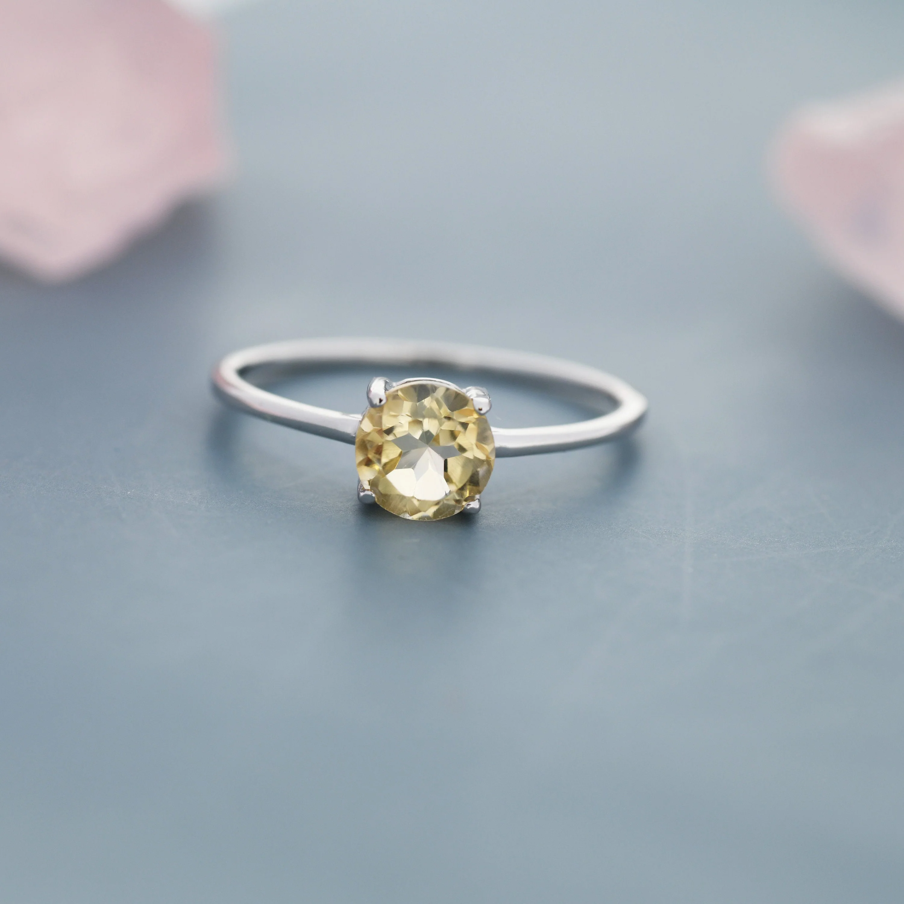 Genuine 1Ct Citrine Crystal Ring in Sterling Silver, Natural Brilliant Cut Citrine Stone Ring, Stacking Rings, US 5-8 - Image 4