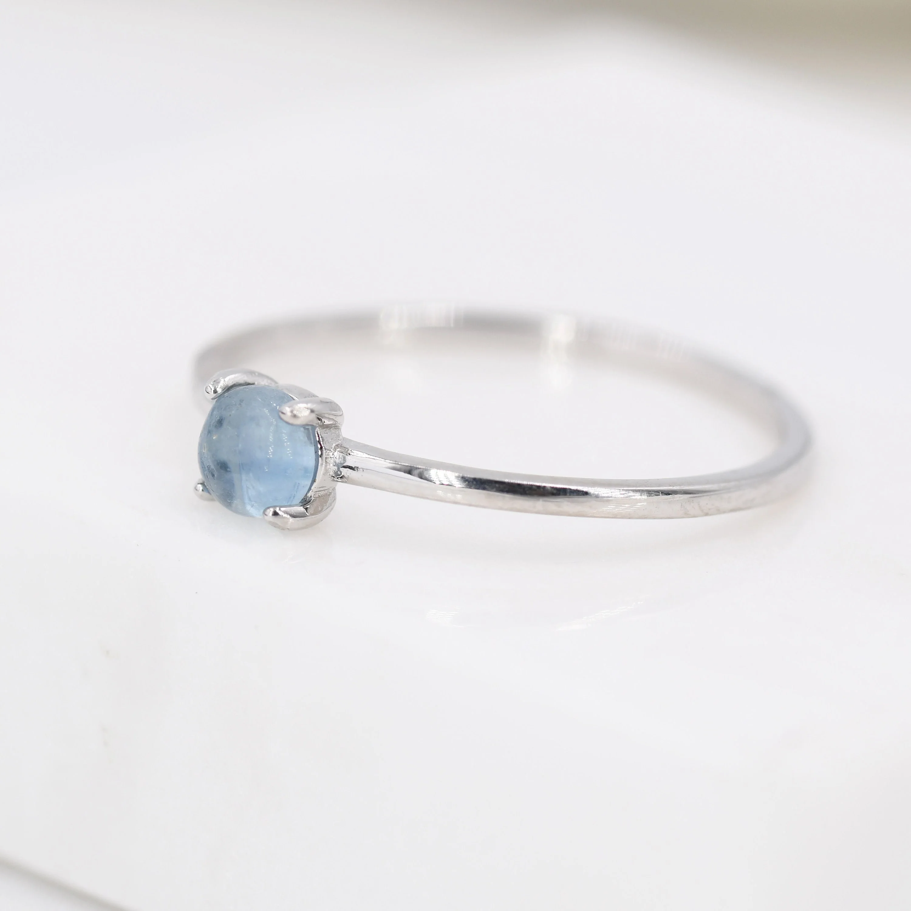 Genuine Aquamarine Stone Ring in Sterling Silver, US 5 - 8, Natural Aquamarine Ring, March Birthstone Ring - Image 5