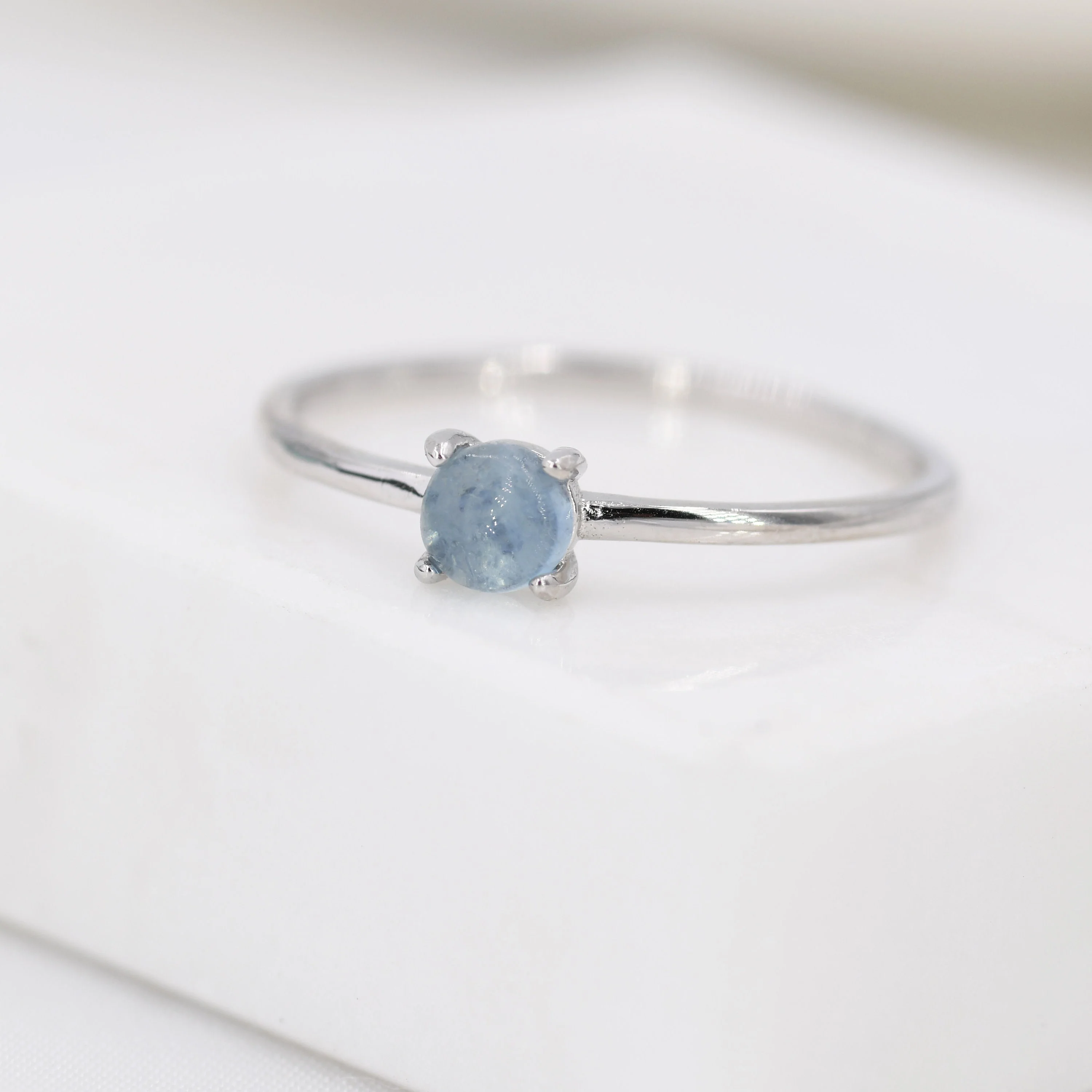 Genuine Aquamarine Stone Ring in Sterling Silver, US 5 - 8, Natural Aquamarine Ring, March Birthstone Ring - Image 6