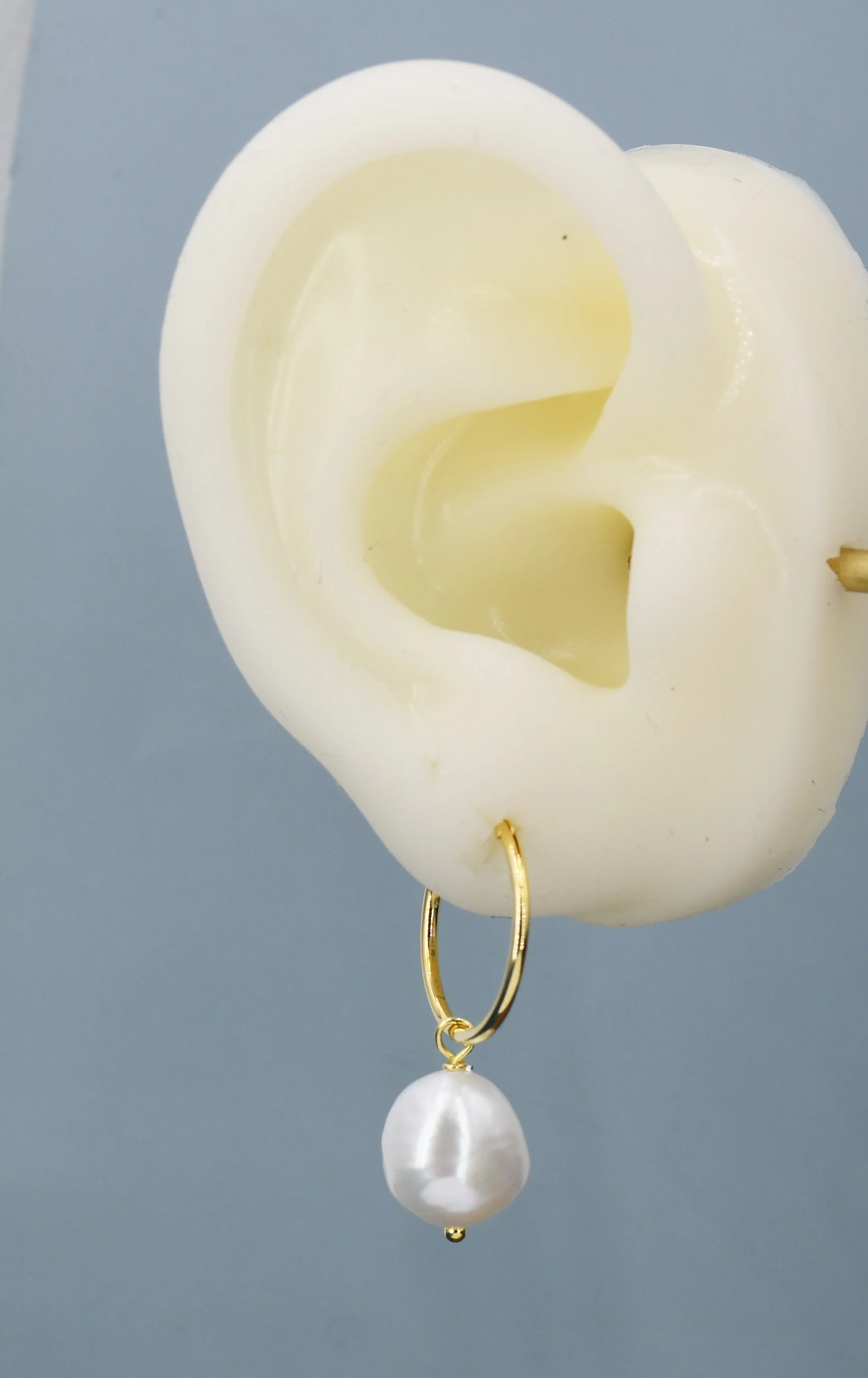 Genuine Baroque Pearl CZ Crystal Large Huggie Hoop Earrings in Sterling Silver, Gold or Silver, Hoop Earrings R99 - Image 9