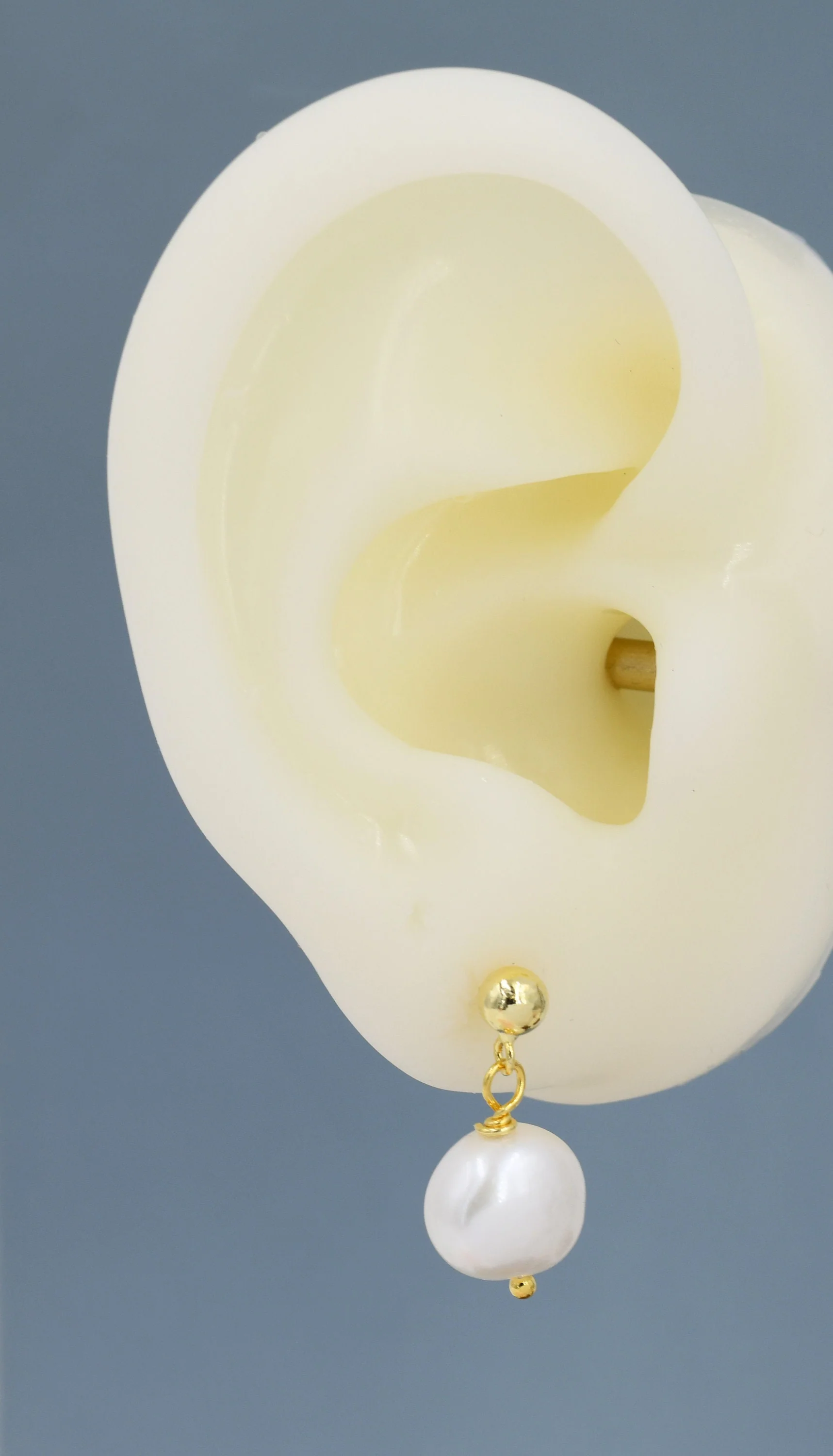 Genuine Baroque Pearl Dangle Earrings in Sterling Silver, Gold over Sterling Silver, Delicate Keshi Pearl Drop Earrings, Natural Pearls - Image 2