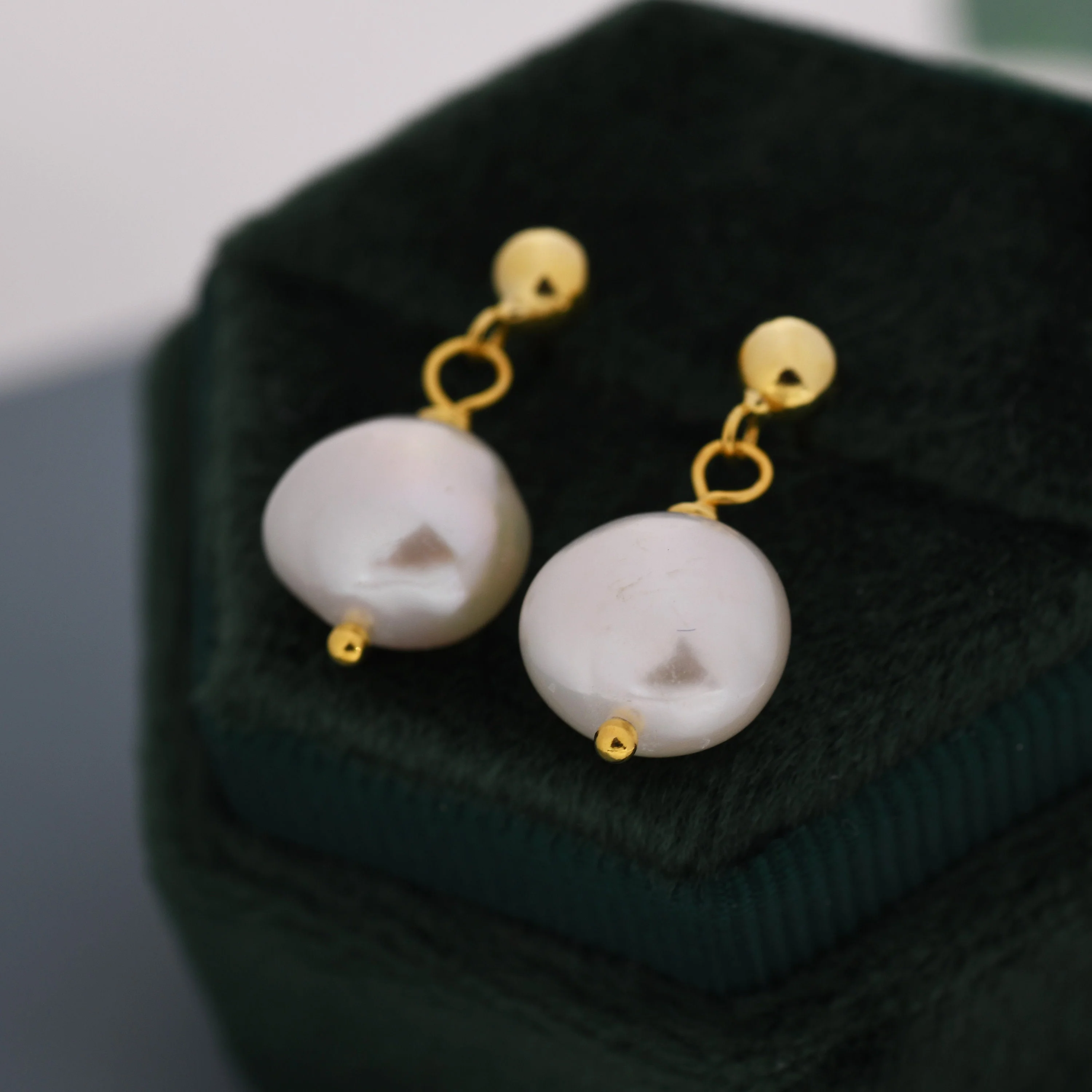 Genuine Baroque Pearl Dangle Earrings in Sterling Silver, Gold over Sterling Silver, Delicate Keshi Pearl Drop Earrings, Natural Pearls - Image 5