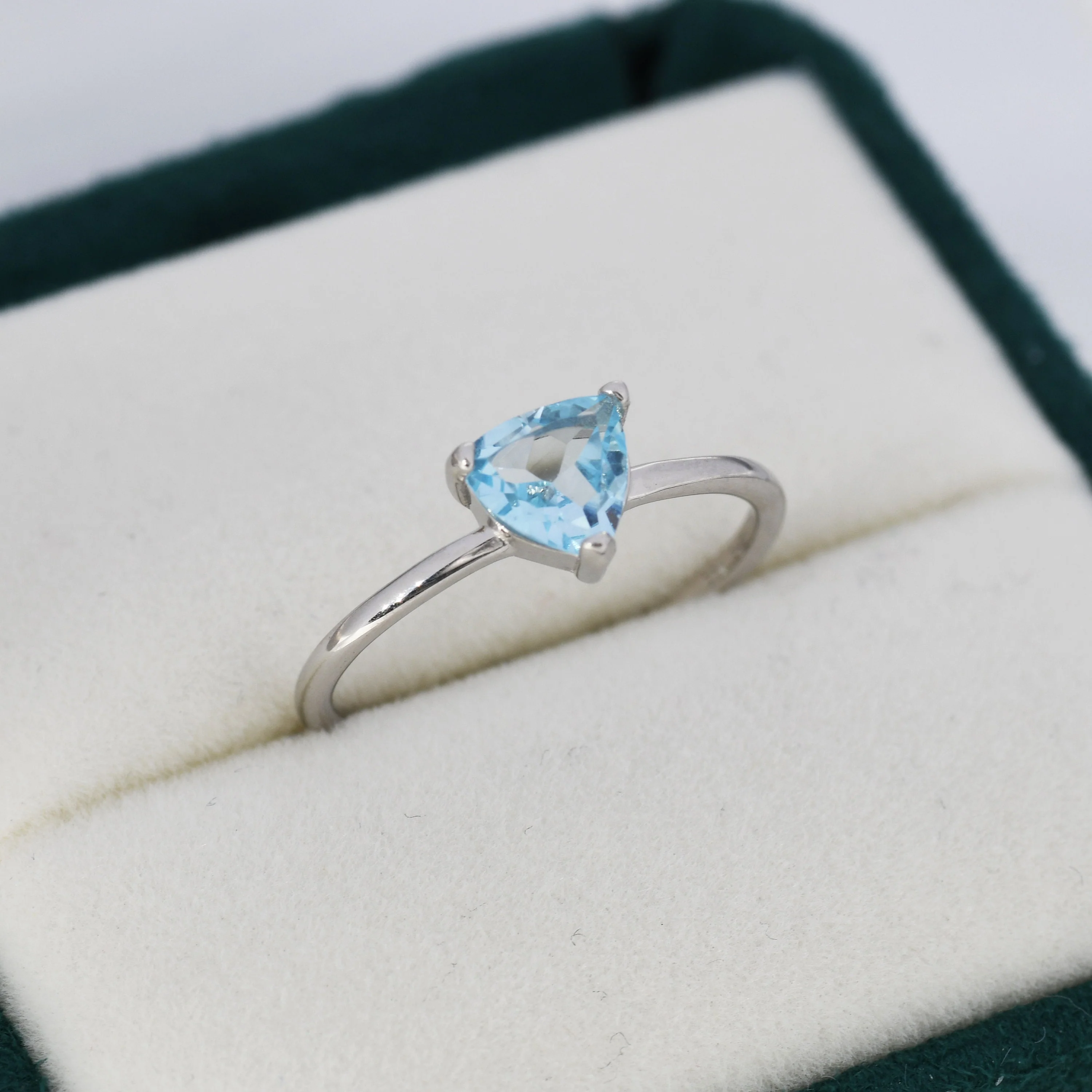 Genuine Blue Topaz Ring in Sterling Silver, Natural Trillion Cut Swiss Blue Topaz Ring, Stacking Rings, US 5-8 - Image 6