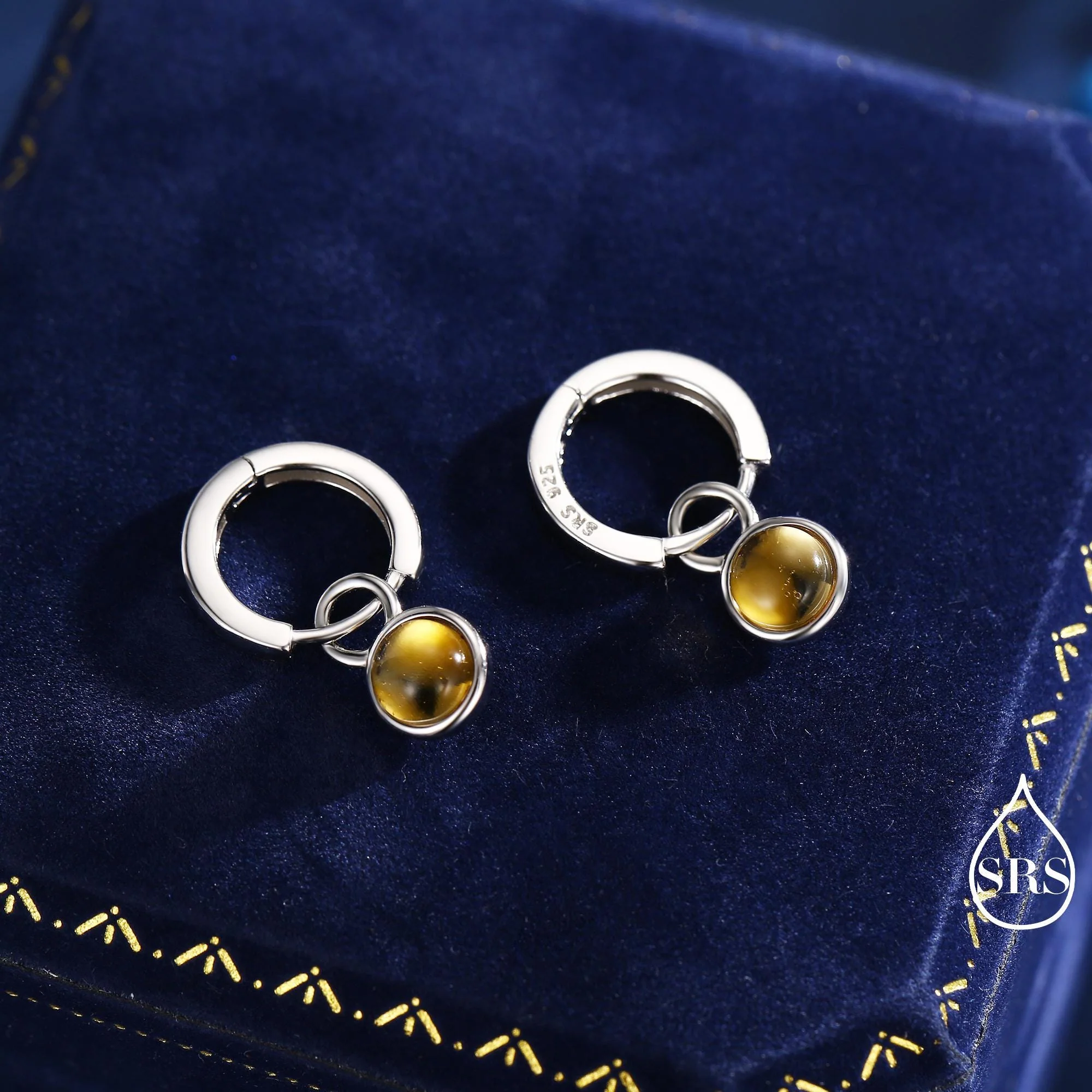 Genuine Citrine Hoop Earrings in Sterling Silver, Detachable Yellow Citrine Coin Dangle Hoop Earrings, Interchangeable, November Birthstone - Image 7