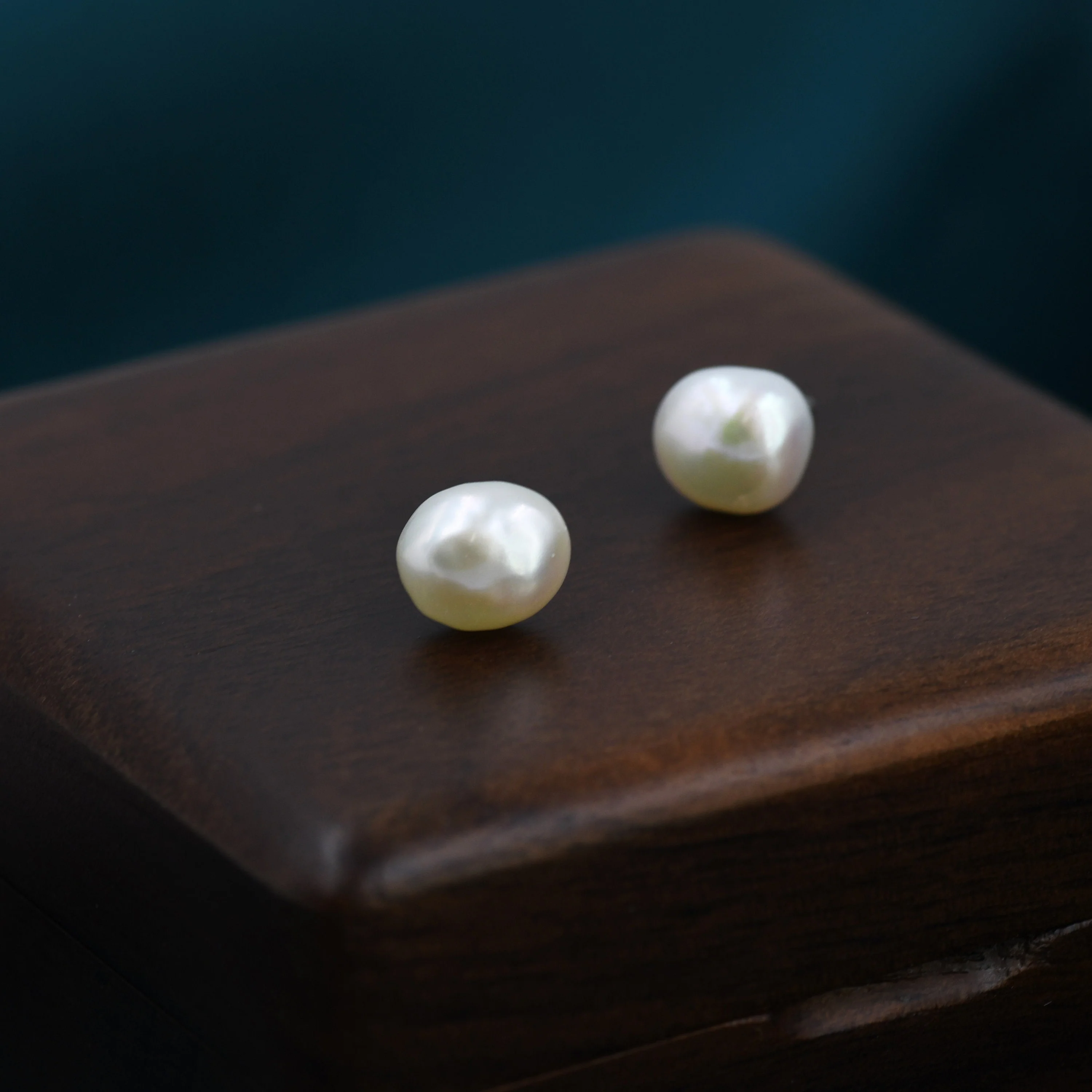 Keshi Pearls Drop Stud Earrings in Sterling Silver, Baroque Pearl, Genuine Freshwater Pearls Earrings, Simple and Minimalist, Contemporary - Image 6