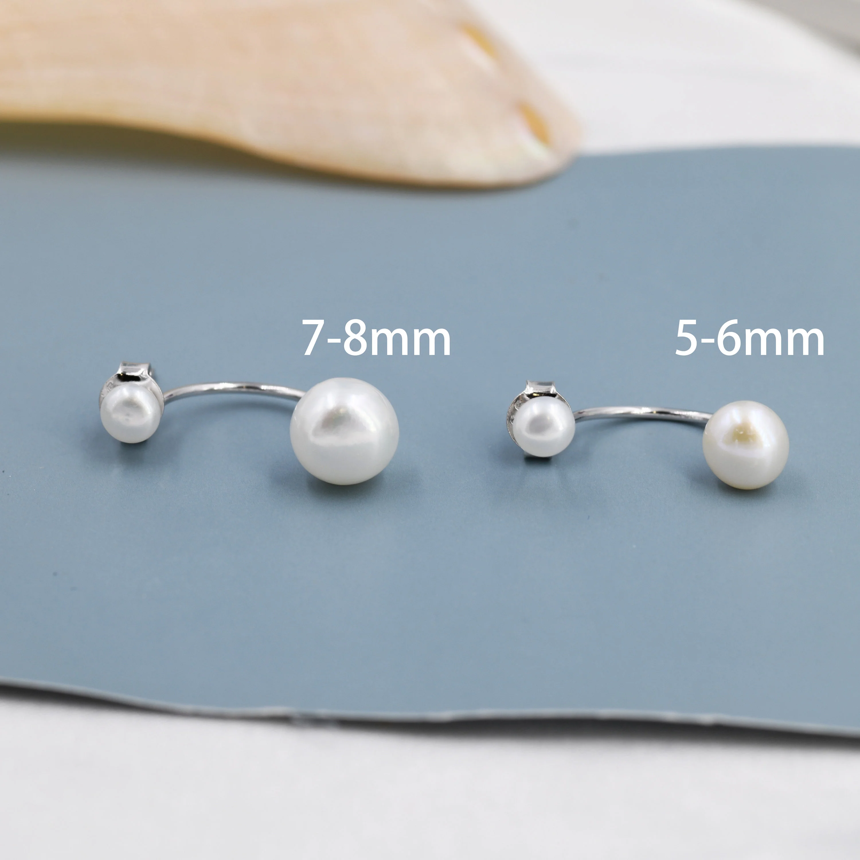 Genuine Freshwater Pearl Ear Jacket in Sterling Silver, Silver or Gold, Front and Back Earrings , Natural Pearl Earrings, Dainty Jewellery - Image 3