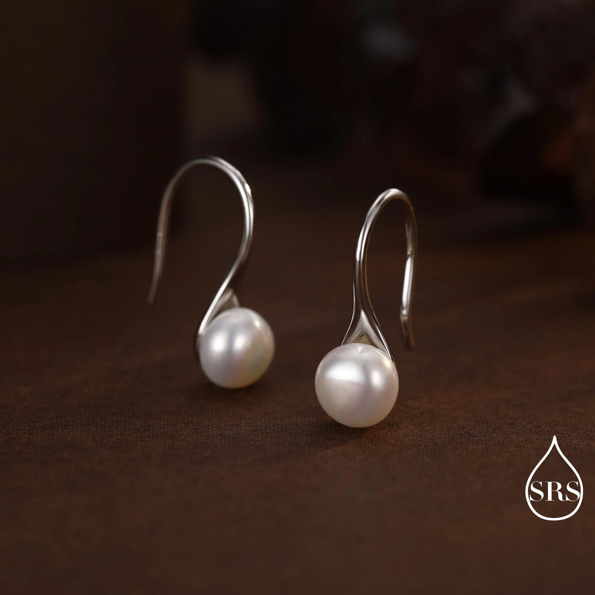 Genuine Freshwater Pearl Hook Earrings in Sterling Silver, Natural Freshwater Pearls, Silver or Gold, Ivory Pearl - Image 2