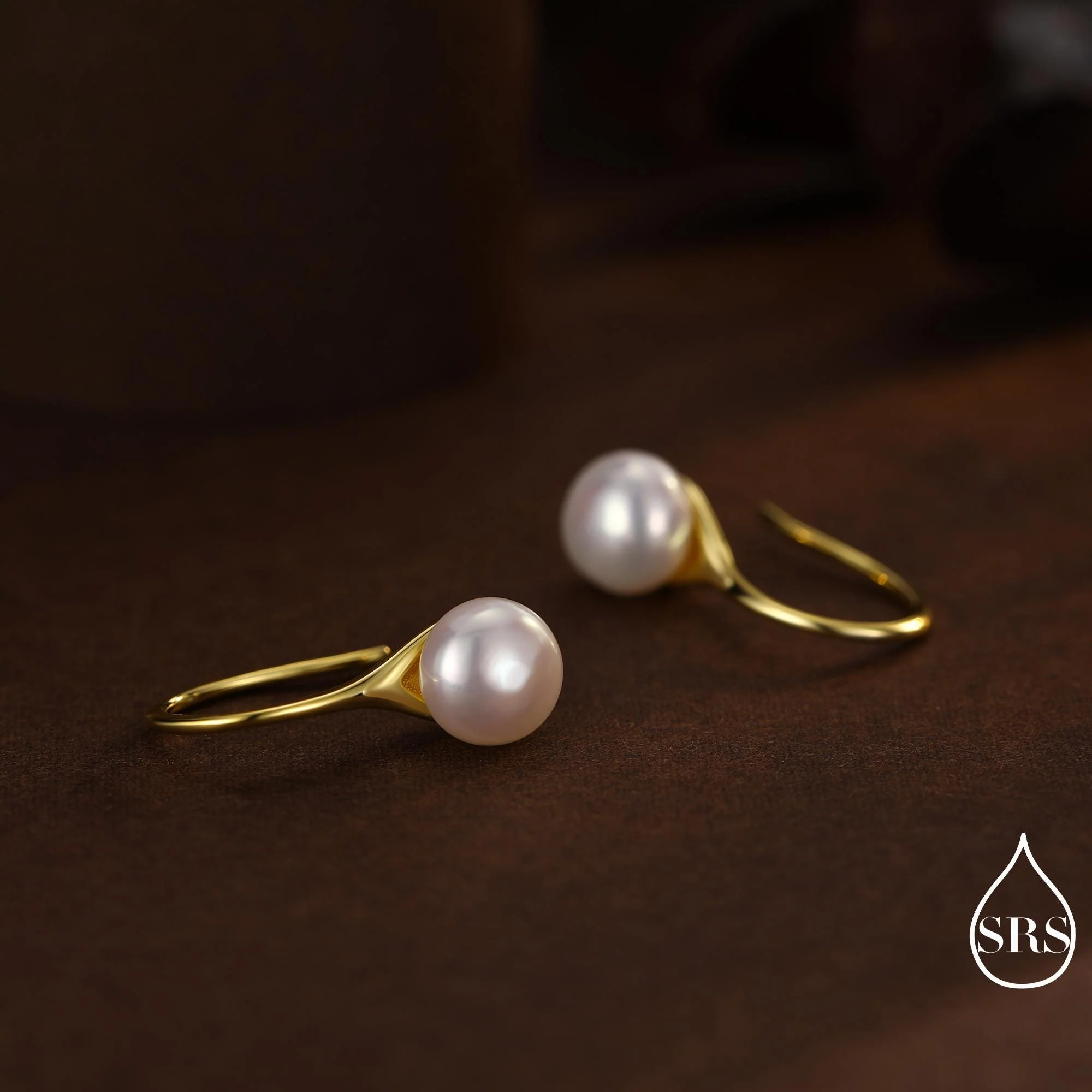 Genuine Freshwater Pearl Hook Earrings in Sterling Silver, Natural Freshwater Pearls, Silver or Gold, Ivory Pearl - Image 3
