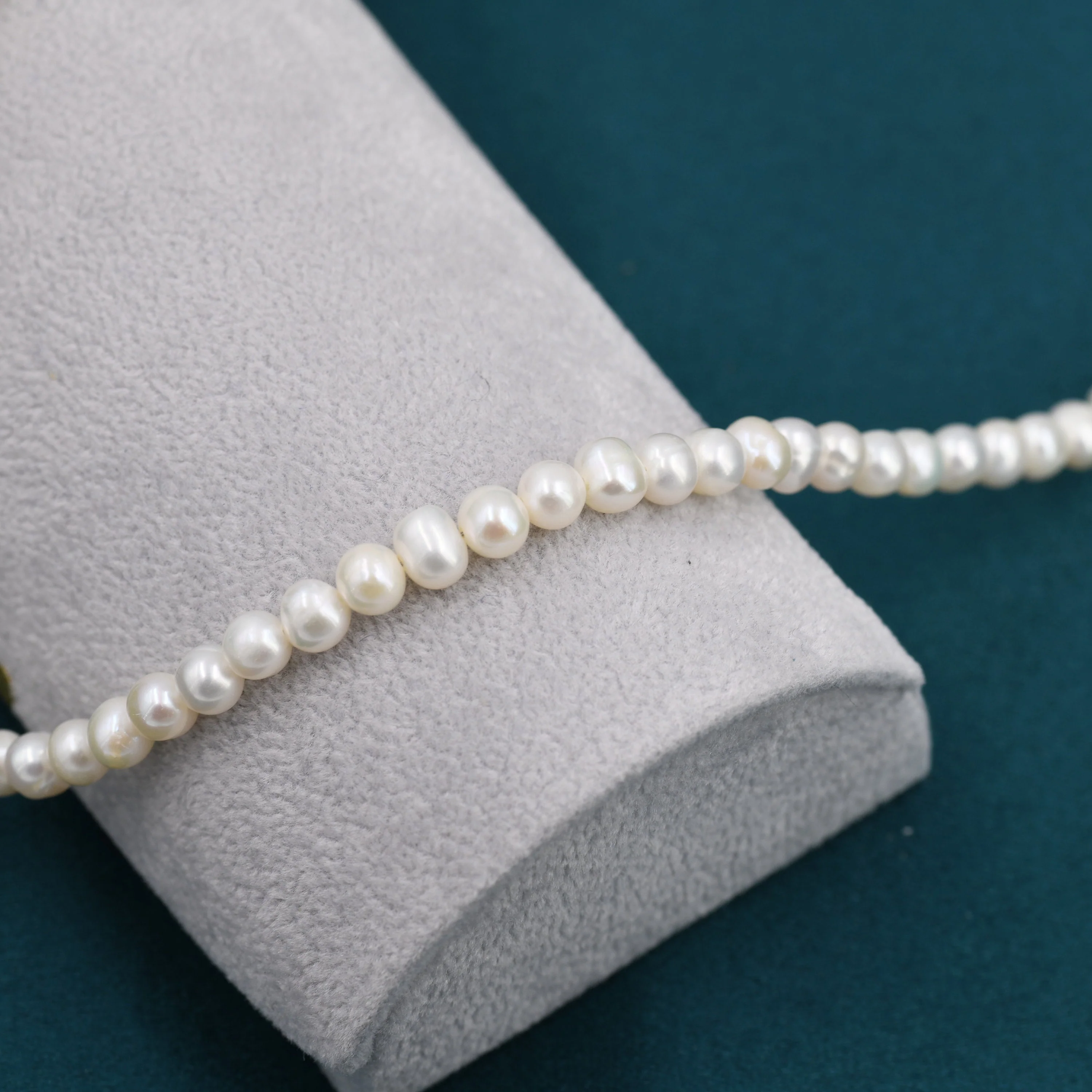 Genuine Freshwater Pearl Necklace in Sterling Silver, Slightly Irregular Shape 5mm Round Fresh Water Pearl Necklace, Men or Women, Unisex - Image 3