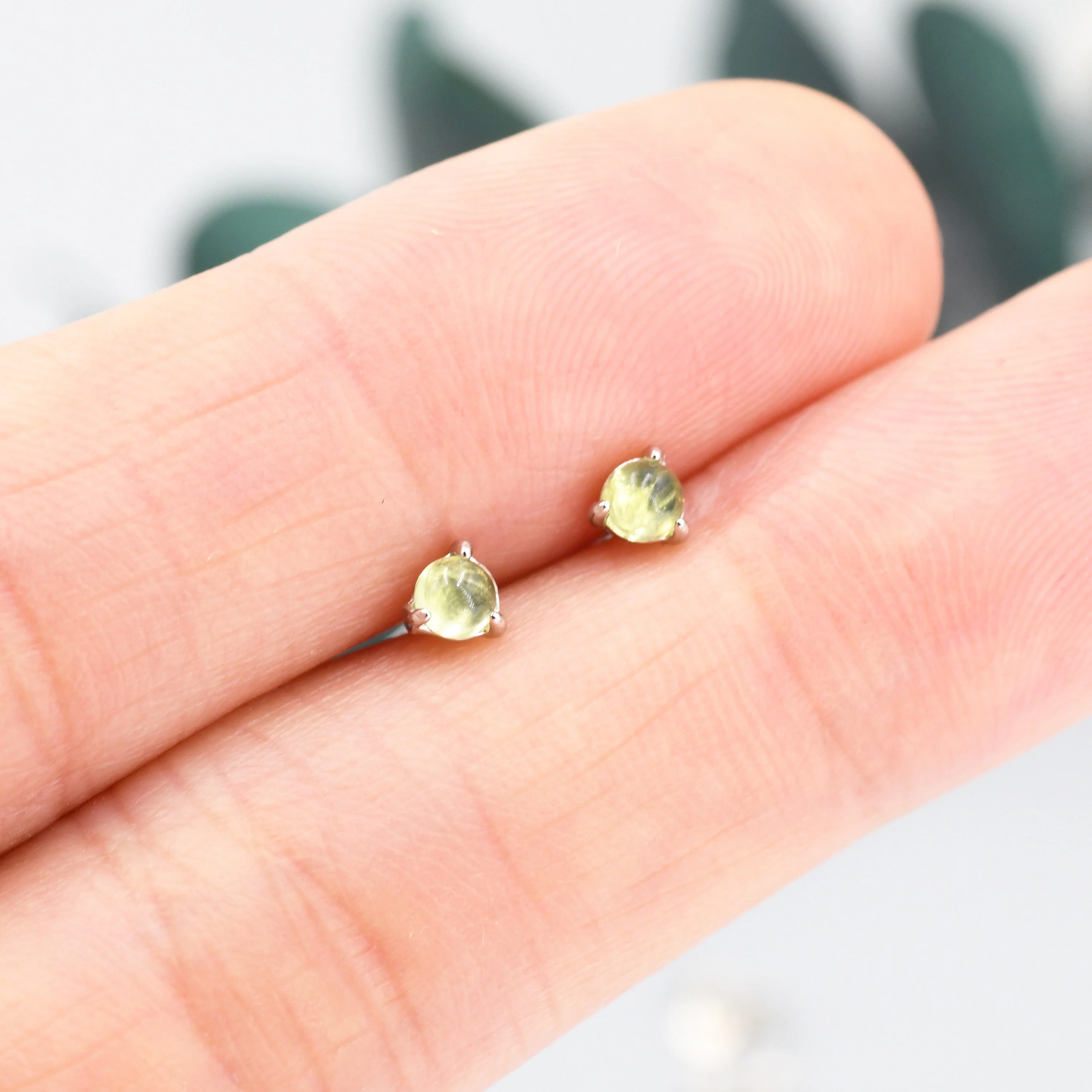 Genuine Green Peridot 3mm Tiny Stud Earrings in Sterling Silver, Real Peridot Crystals Stud, Semi-precious Gemstone, Simple, Minimalist, - Image 8
