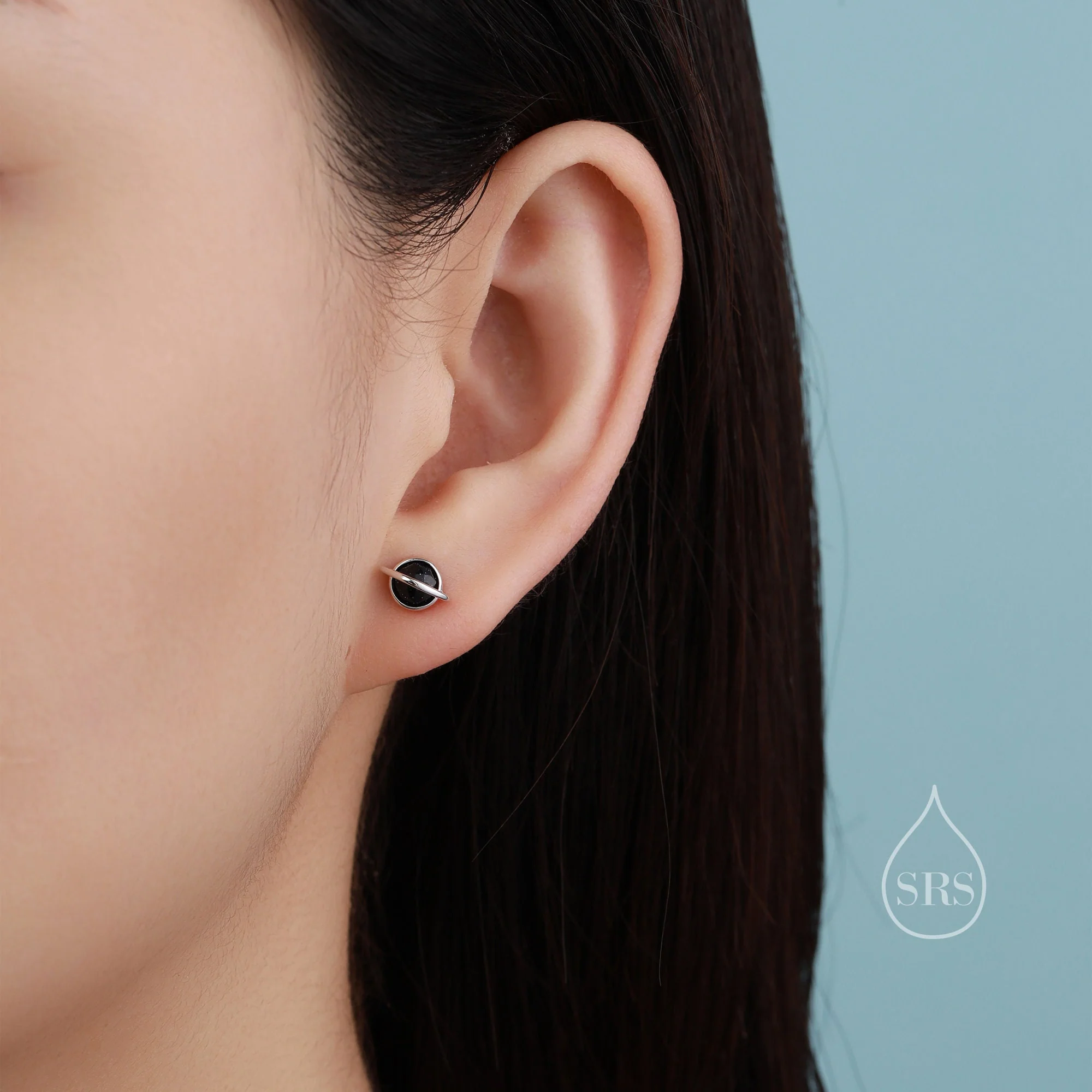 Genuine Mother of Pearl Planet Stud Earrings in Sterling Silver,  Mother of Pearl Planet Earrings, Opal Saturn Earrings - Image 9