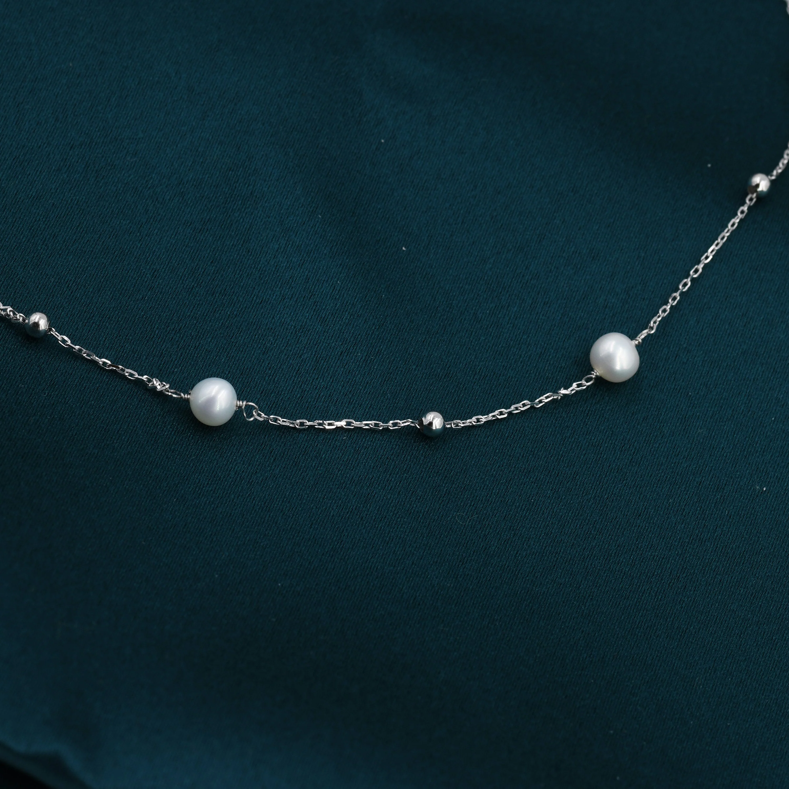 Genuine Pearl Choker Necklace in Sterling Silver, Silver or Gold , Genuine Freshwater Pearls, Natural Keshi Pearl Necklace, Satellite Beaded - Image 8