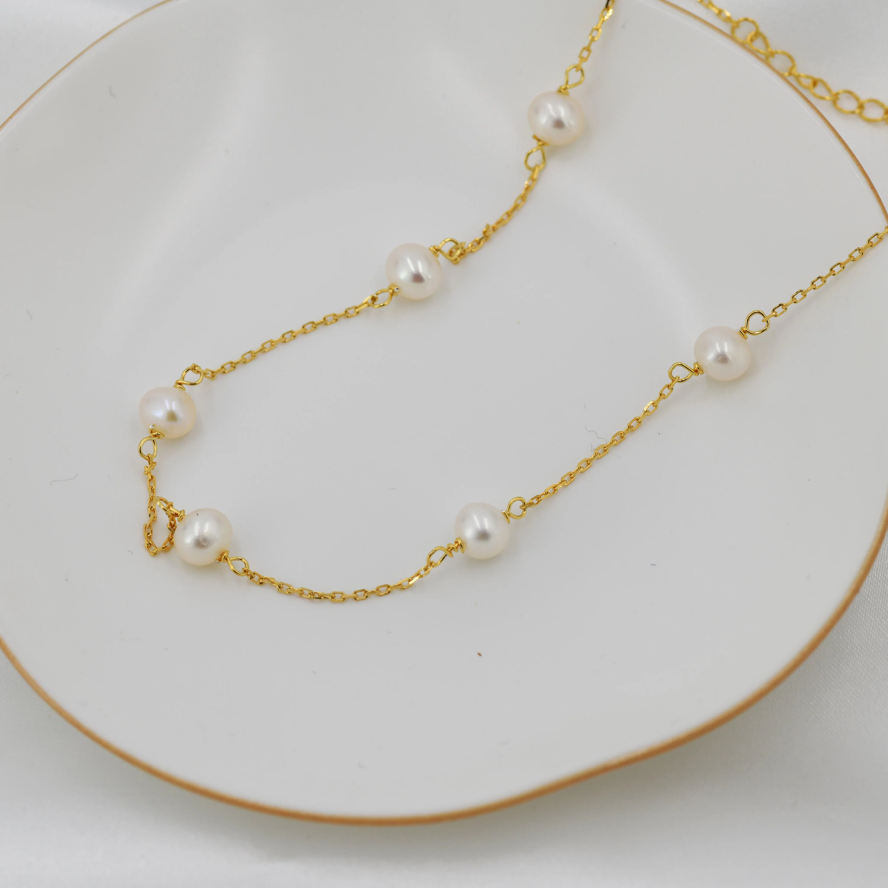 Genuine Pearl Choker Necklace in Sterling Silver, Silver or Gold , Genuine Freshwater Pearls, Pearl Necklace - Image 5
