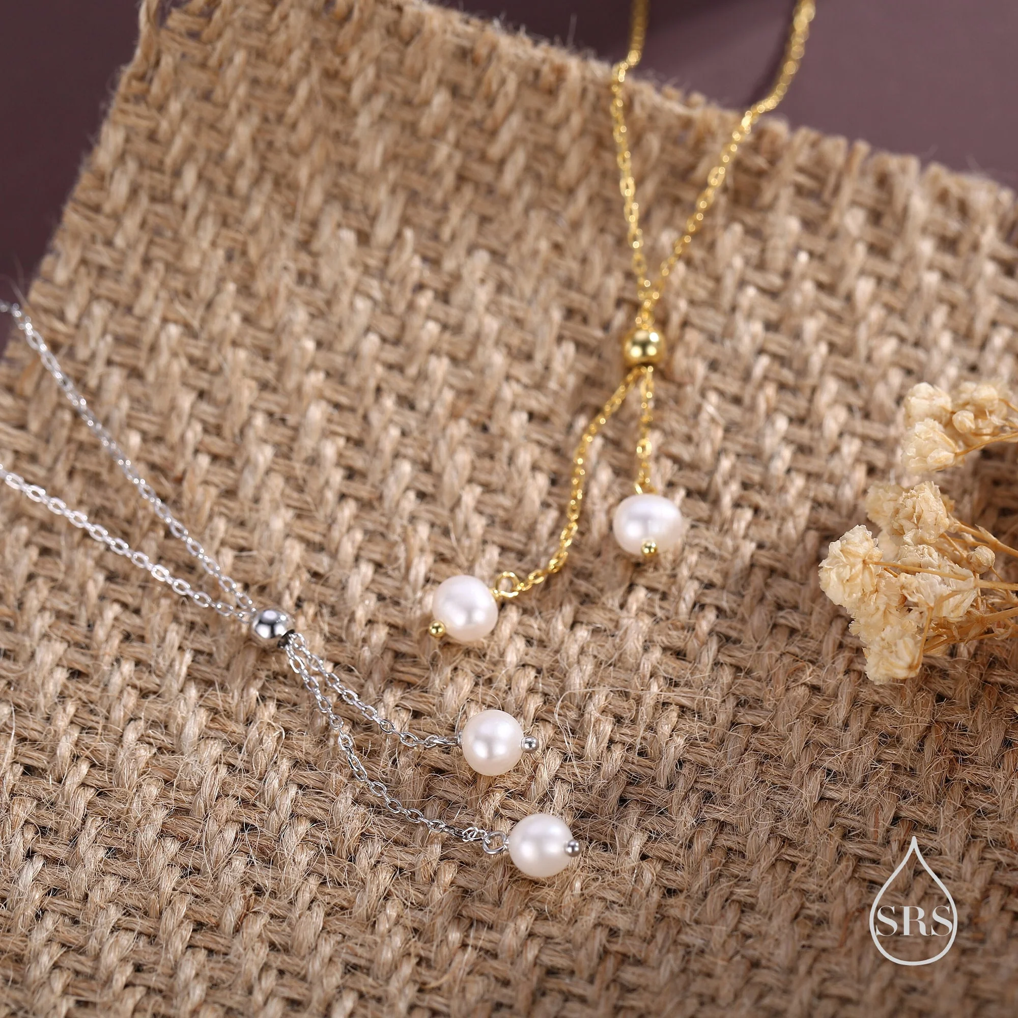 Genuine Pearl Lariat Necklace in Sterling Silver, Silver or Gold , Y Shape, Slider Necklace, Genuine Freshwater Pearls, Pearl Necklace - Image 8