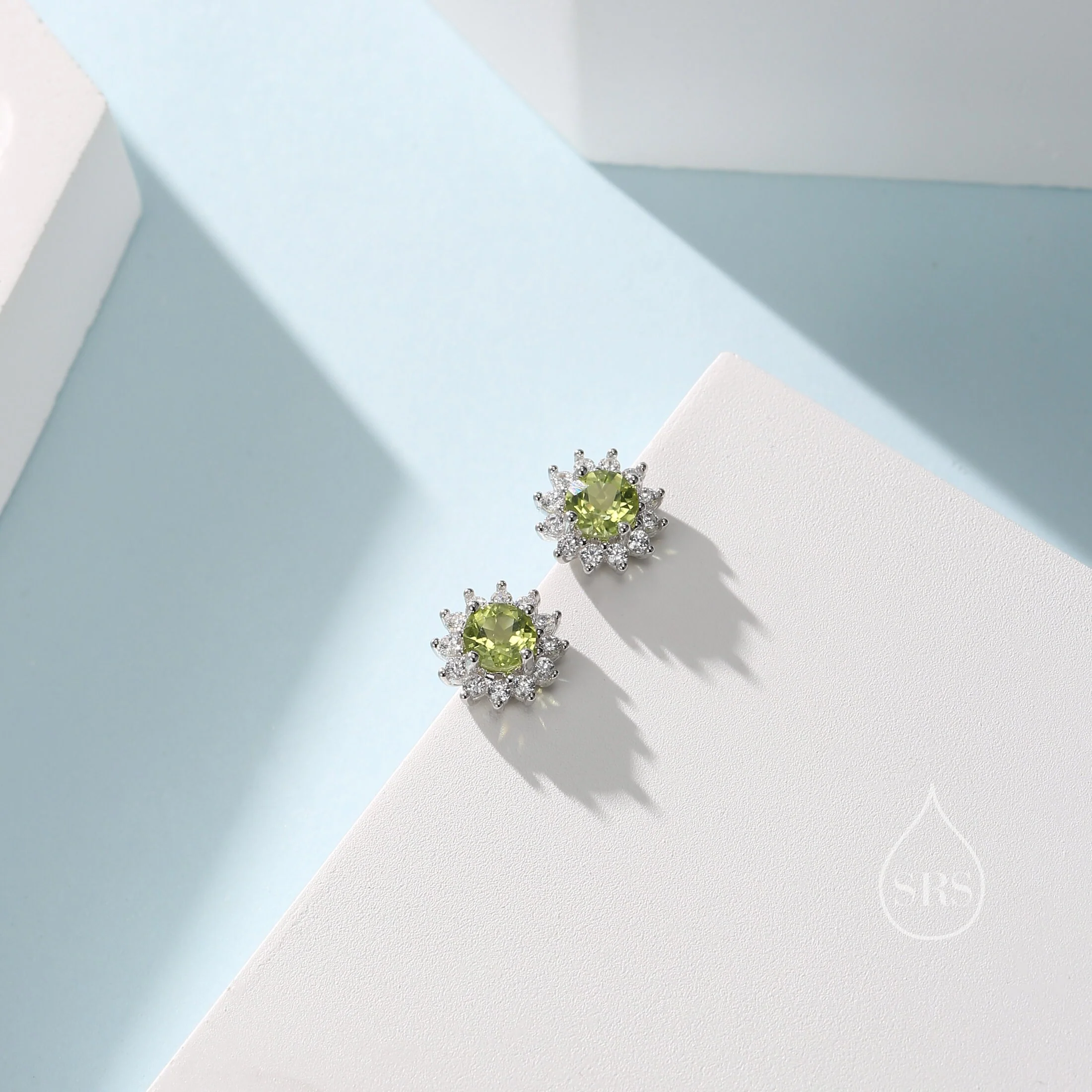 Genuine Peridot Crystal Stud Earrings in Sterling Silver, Natural Green Peridot Stud Earrings, August Birthstone - Image 5