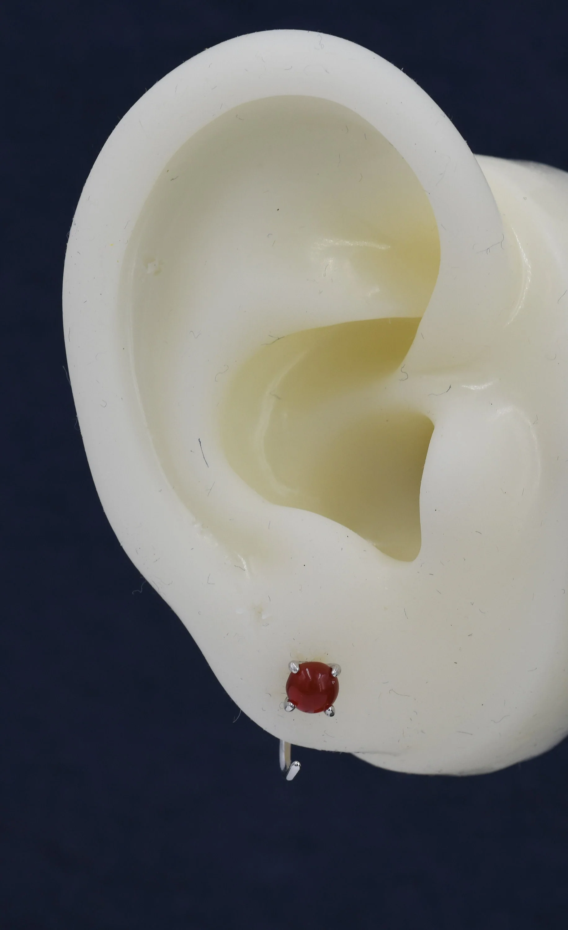 Genuine Red Carnelian Huggie Hoop Earrings in Sterling Silver, 3mm Natural Red Onyx Open Hoops, Pull Through Threaders, Half Hoops, C Shape - Image 6