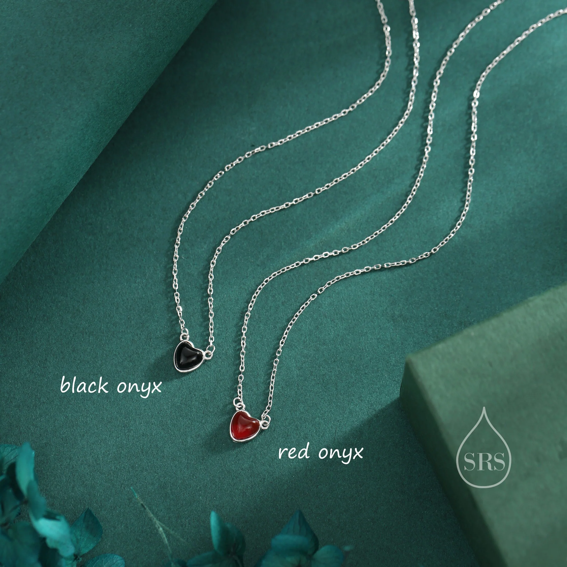 Genuine Red Onyx Heart Pendant Necklace in Sterling Silver - Image 8