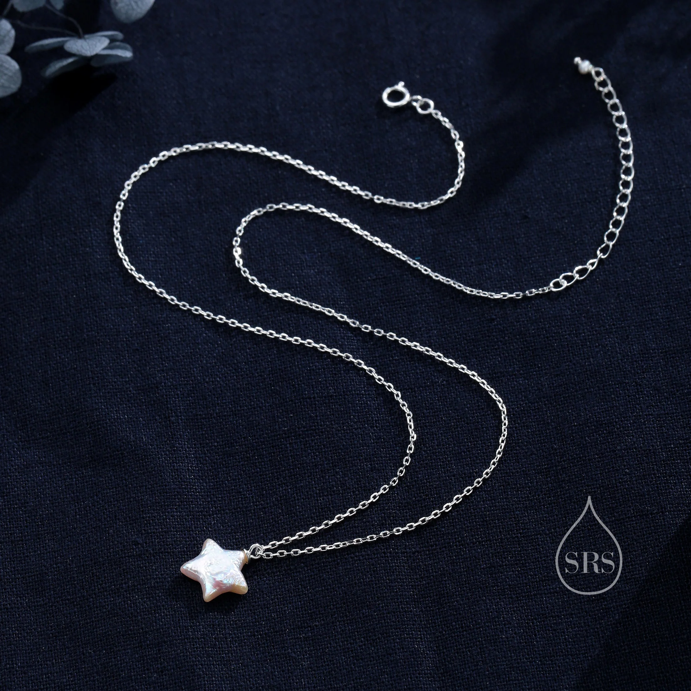 Genuine Star Baroque Pearl Pendant Necklace in Sterling Silver, Delicate Keshi Pearl Star Necklace, Star Pearl Necklace - Image 6