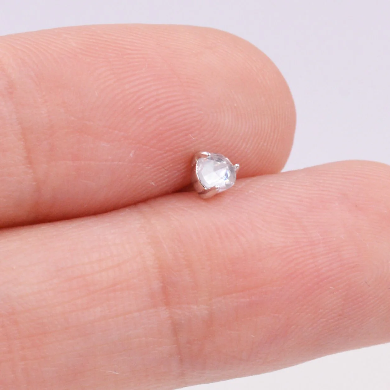 Genuine White Topaz 3mm Tiny Stud Earrings in Sterling Silver, Clear Topaz Crystals Stud, Rose Cut Gemstone, Minimalist, Discreet - Image 4