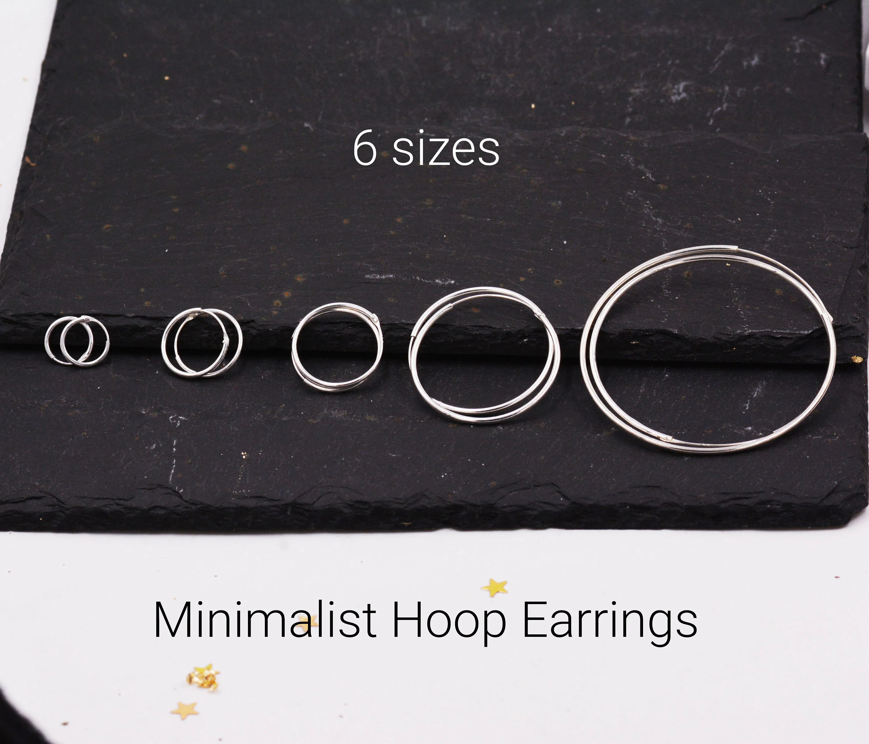 Geometric Small and Large Circle Hoop Earrings in Sterling Silver - Minimalist and Dainty Jewellery - Modern and Contemporary Design - Image 4