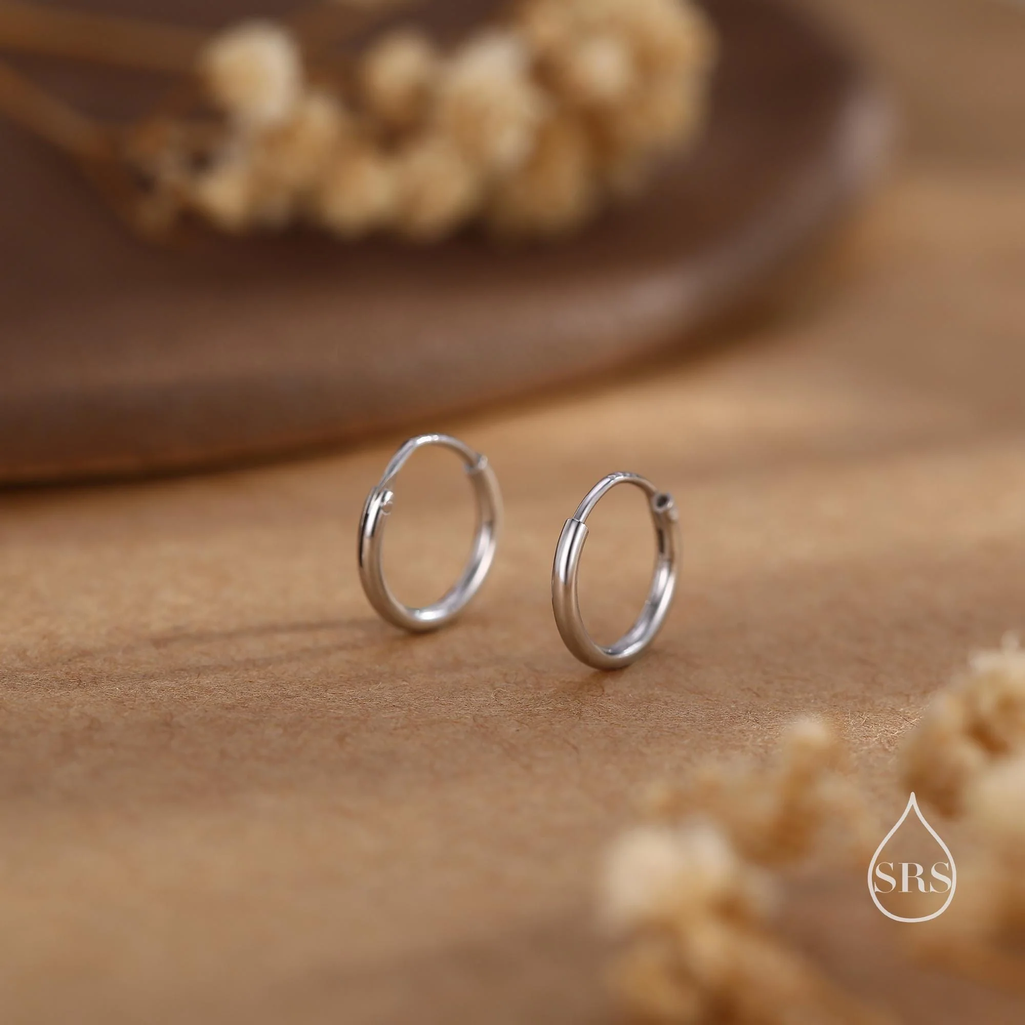 Geometric Small and Large Circle Hoop Earrings in Sterling Silver - Minimalist and Dainty Jewellery - Modern and Contemporary Design - Image 6