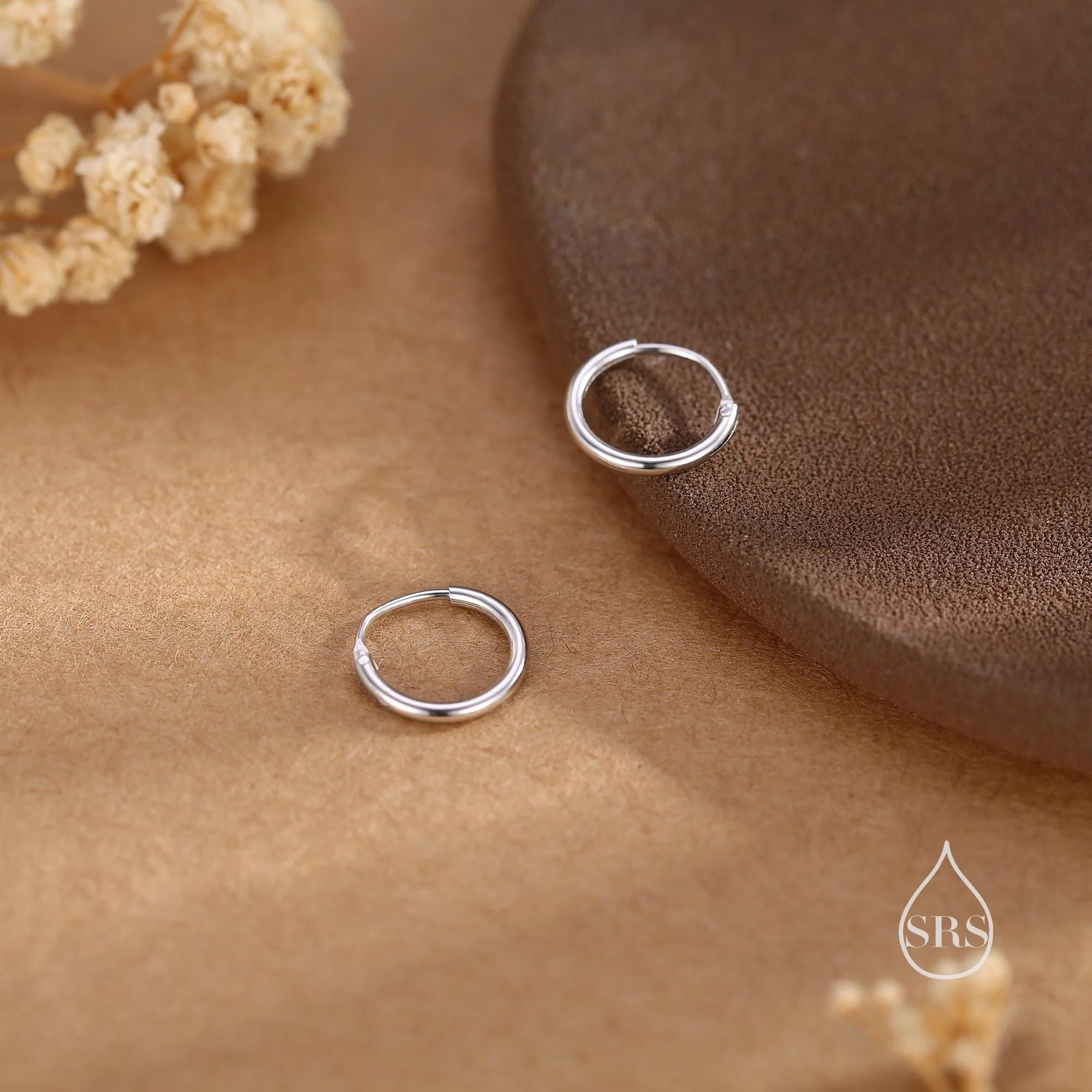 Geometric Small and Large Circle Hoop Earrings in Sterling Silver - Minimalist and Dainty Jewellery - Modern and Contemporary Design - Image 8