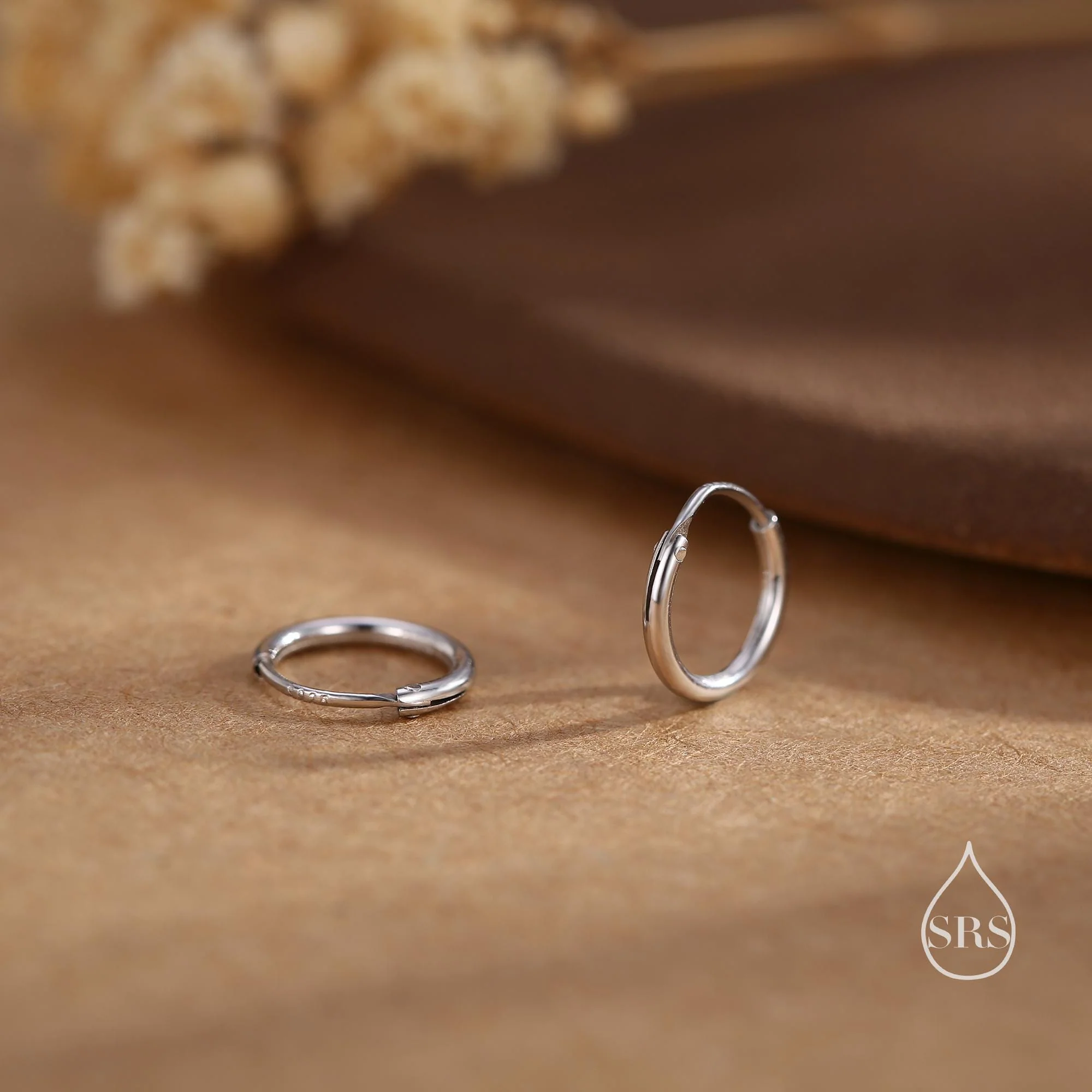 Geometric Small and Large Circle Hoop Earrings in Sterling Silver - Minimalist and Dainty Jewellery - Modern and Contemporary Design - Image 9