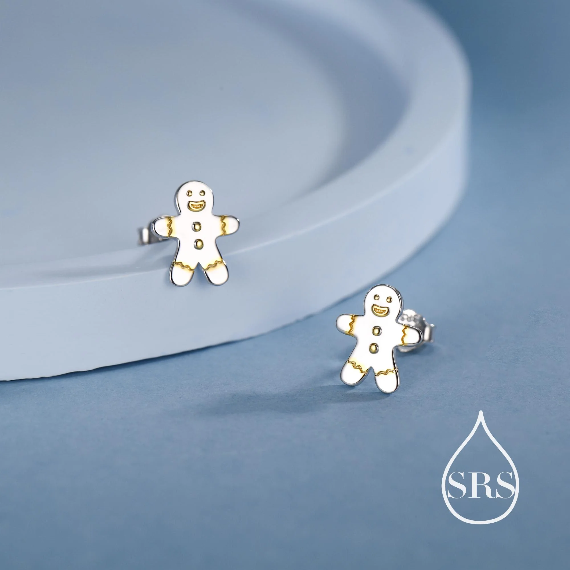 Ginger bread Man Stud Earrings in Sterling Silver, Christmas Stud, Cute Cookie Earrings, Biscuit Earrings, Food Earrings, Fun, Sweet - Image 4