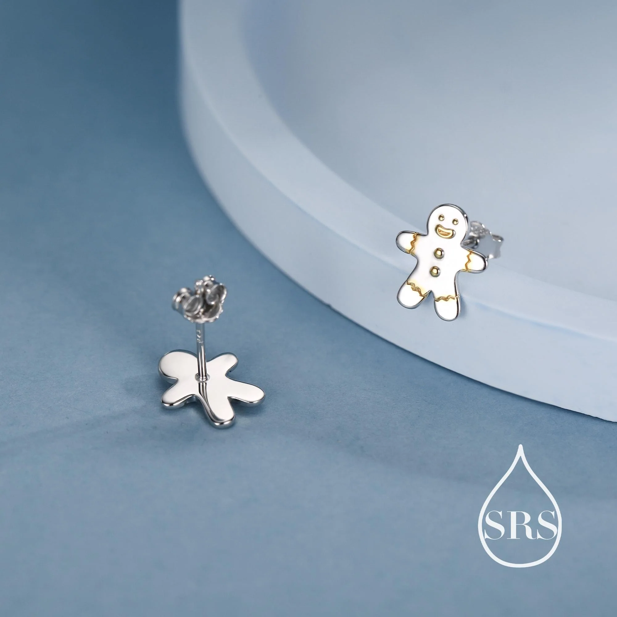 Ginger bread Man Stud Earrings in Sterling Silver, Christmas Stud, Cute Cookie Earrings, Biscuit Earrings, Food Earrings, Fun, Sweet - Image 5