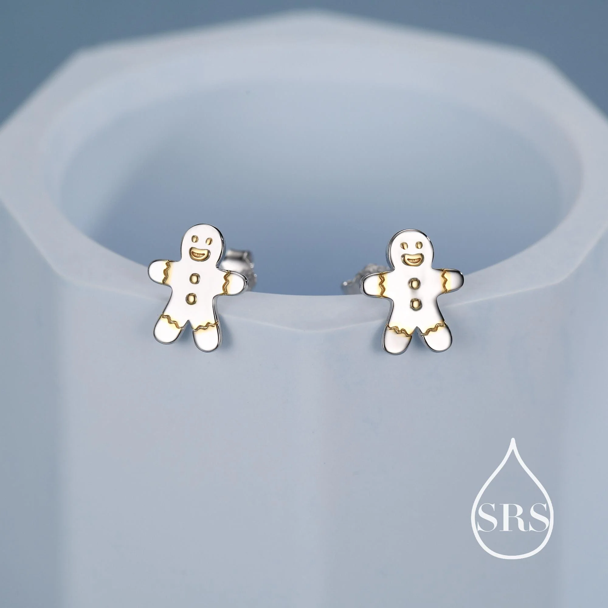Ginger bread Man Stud Earrings in Sterling Silver, Christmas Stud, Cute Cookie Earrings, Biscuit Earrings, Food Earrings, Fun, Sweet - Image 6