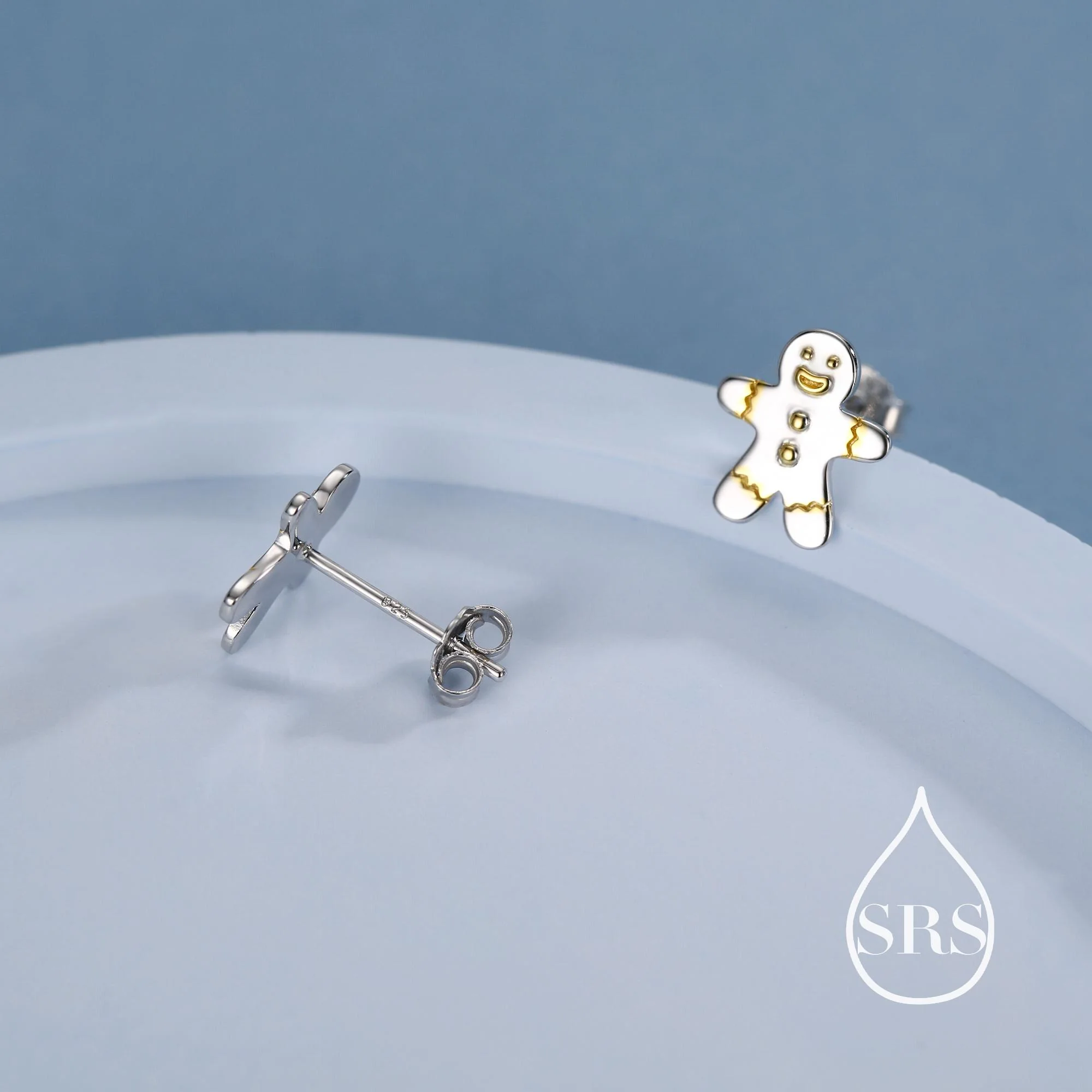 Ginger bread Man Stud Earrings in Sterling Silver, Christmas Stud, Cute Cookie Earrings, Biscuit Earrings, Food Earrings, Fun, Sweet - Image 7