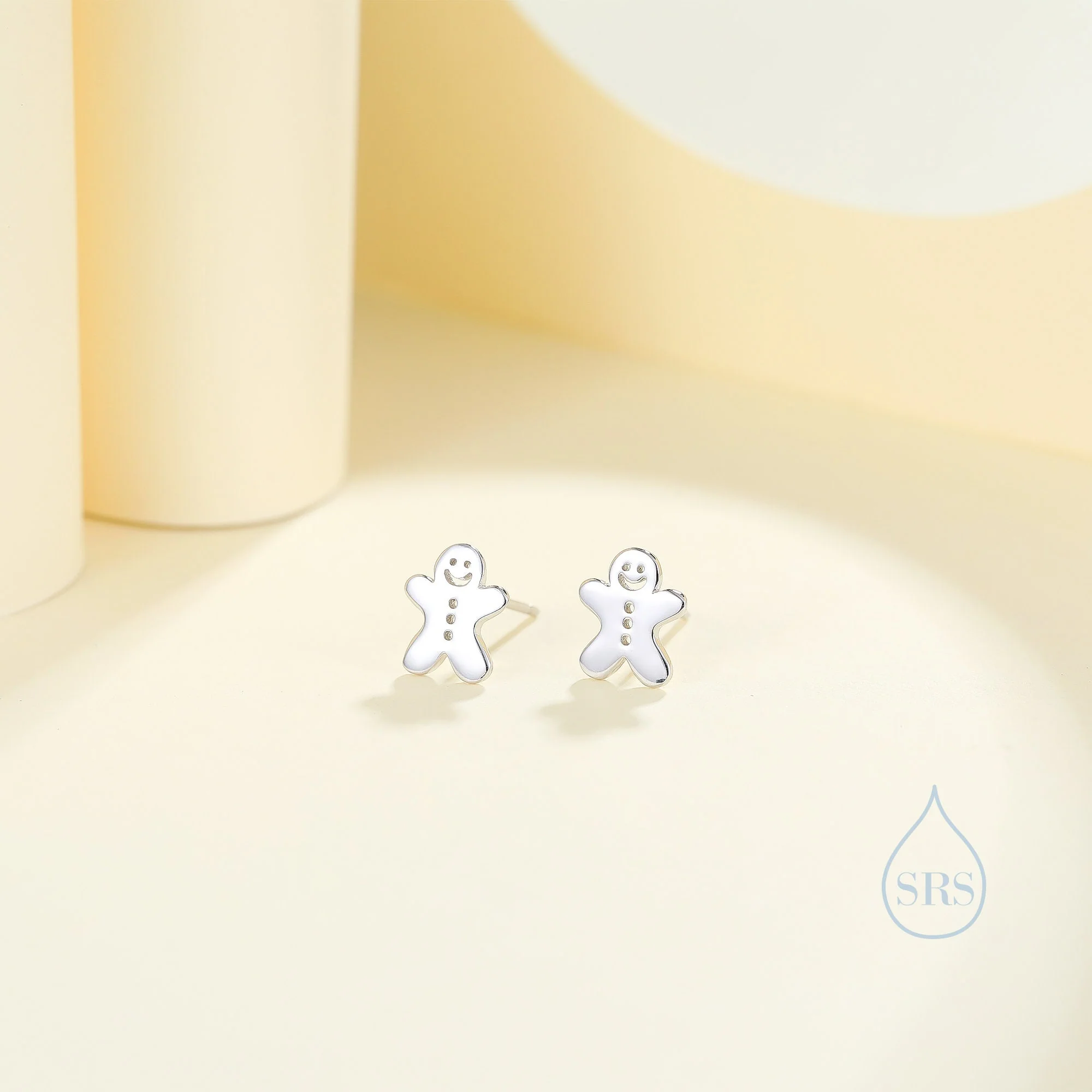 Gingerbread Man Stud Earrings in Sterling Silver, Silver, Gold or Rose Gold, Christmas Earrings, Gingerbread Man Earrings - Image 3