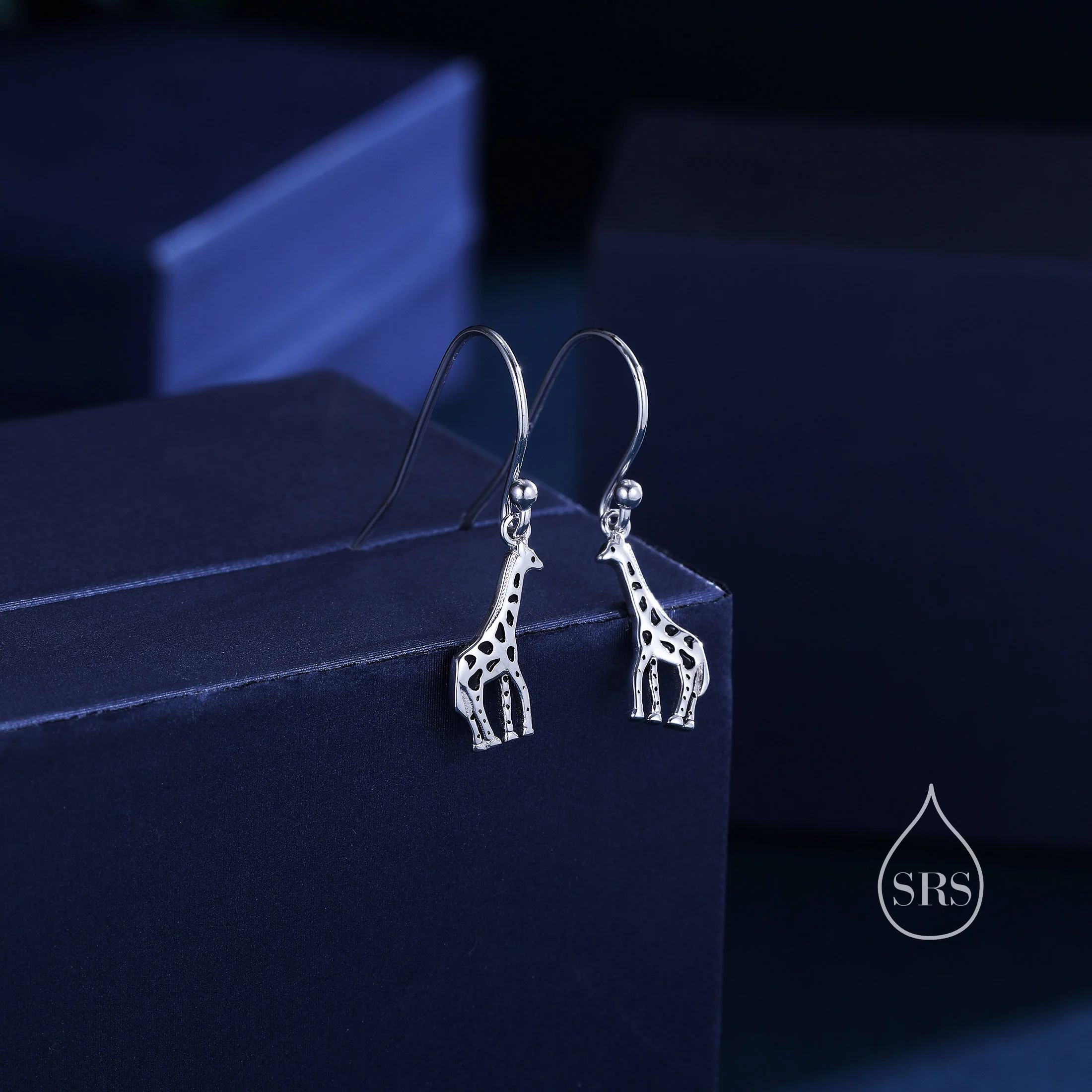 Giraffe Drop Hook Earrings in Sterling Silver, Silver or Gold or Rose Gold, Giraffe Dangle Earrings, Giraffe Drop Earrings - Image 2