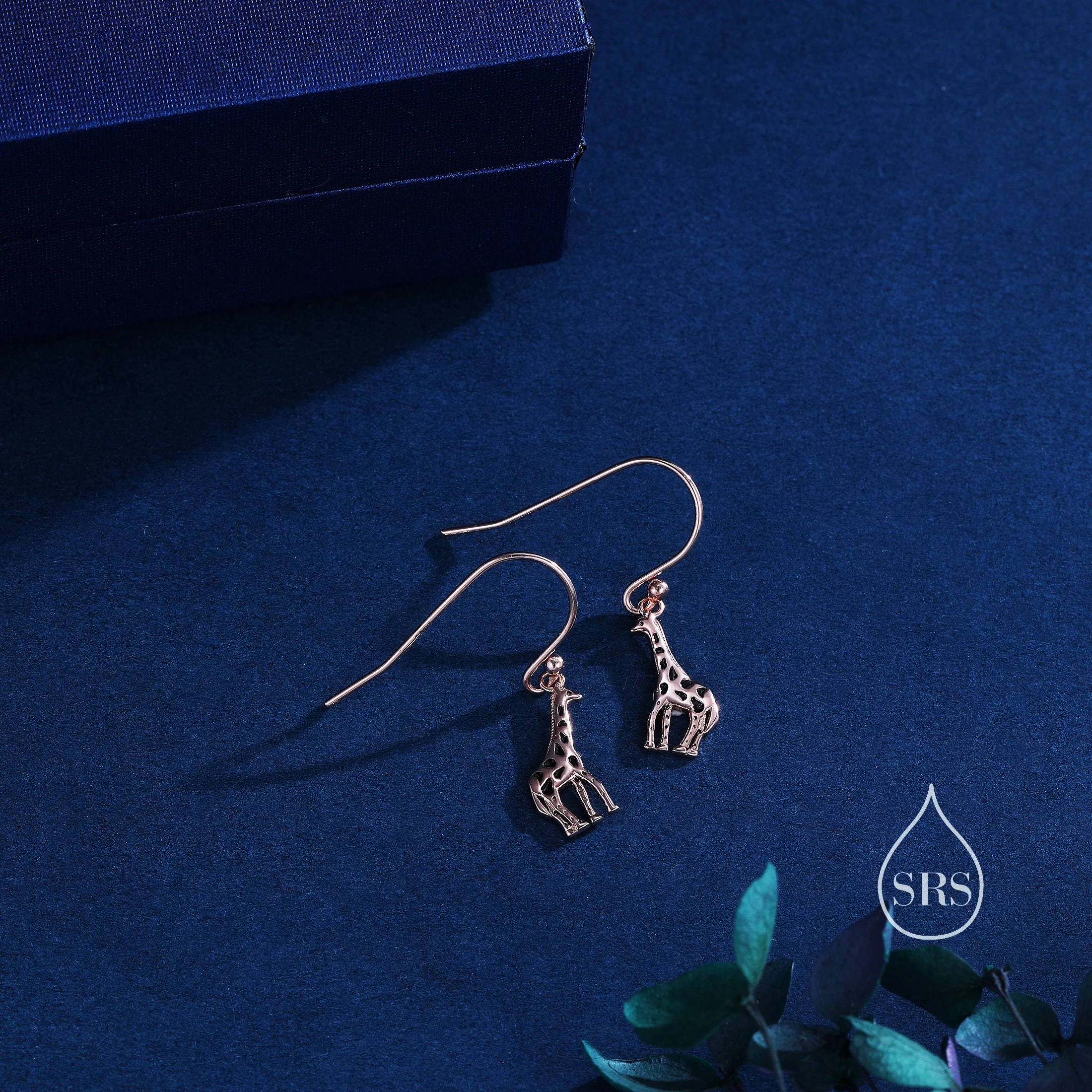 Giraffe Drop Hook Earrings in Sterling Silver, Silver or Gold or Rose Gold, Giraffe Dangle Earrings, Giraffe Drop Earrings - Image 3