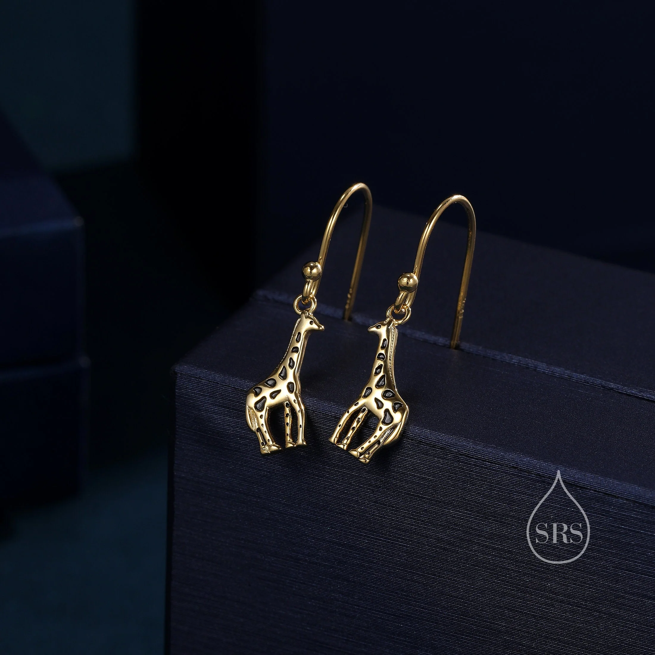 Giraffe Drop Hook Earrings in Sterling Silver, Silver or Gold or Rose Gold, Giraffe Dangle Earrings, Giraffe Drop Earrings - Image 4