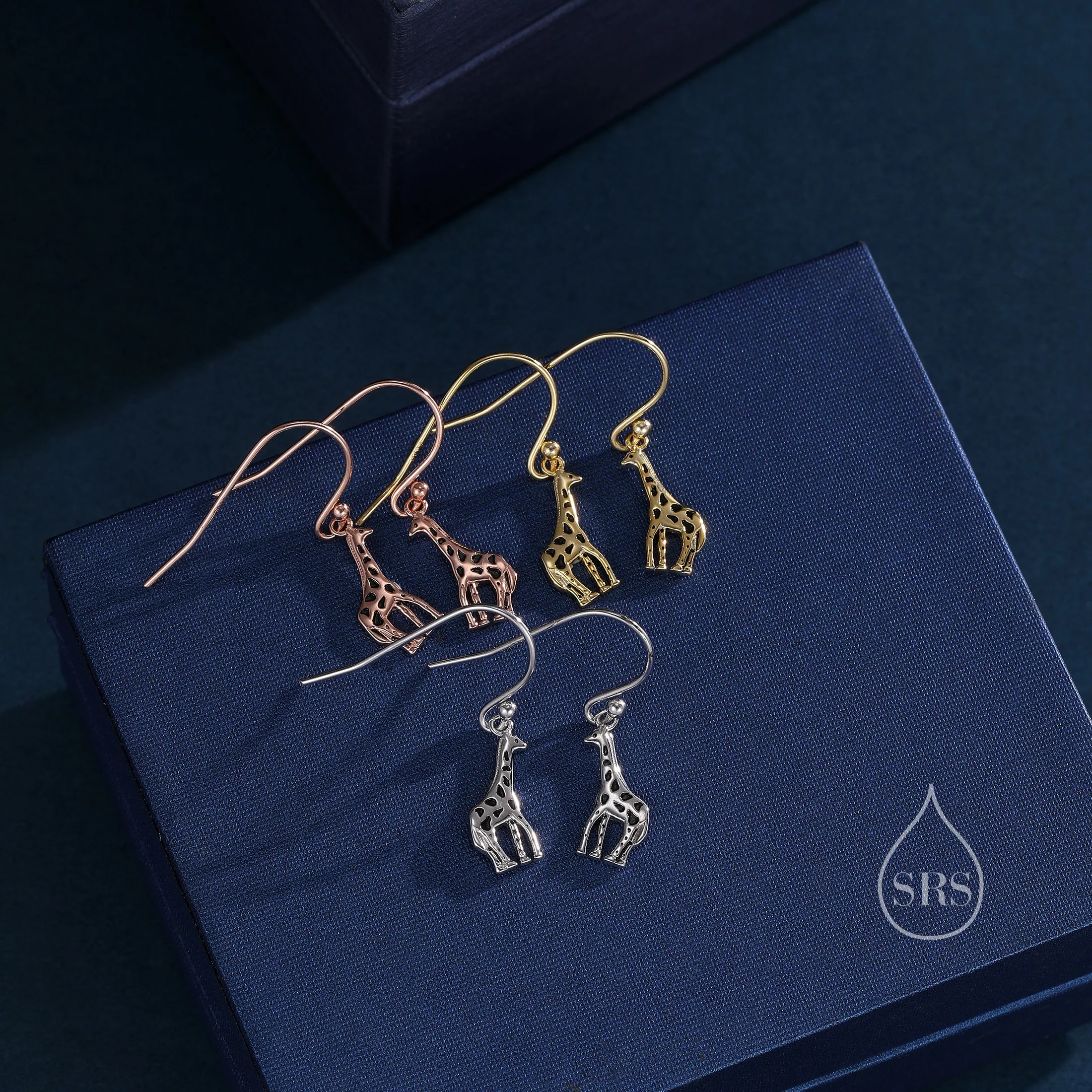 Giraffe Drop Hook Earrings in Sterling Silver, Silver or Gold or Rose Gold, Giraffe Dangle Earrings, Giraffe Drop Earrings - Image 5