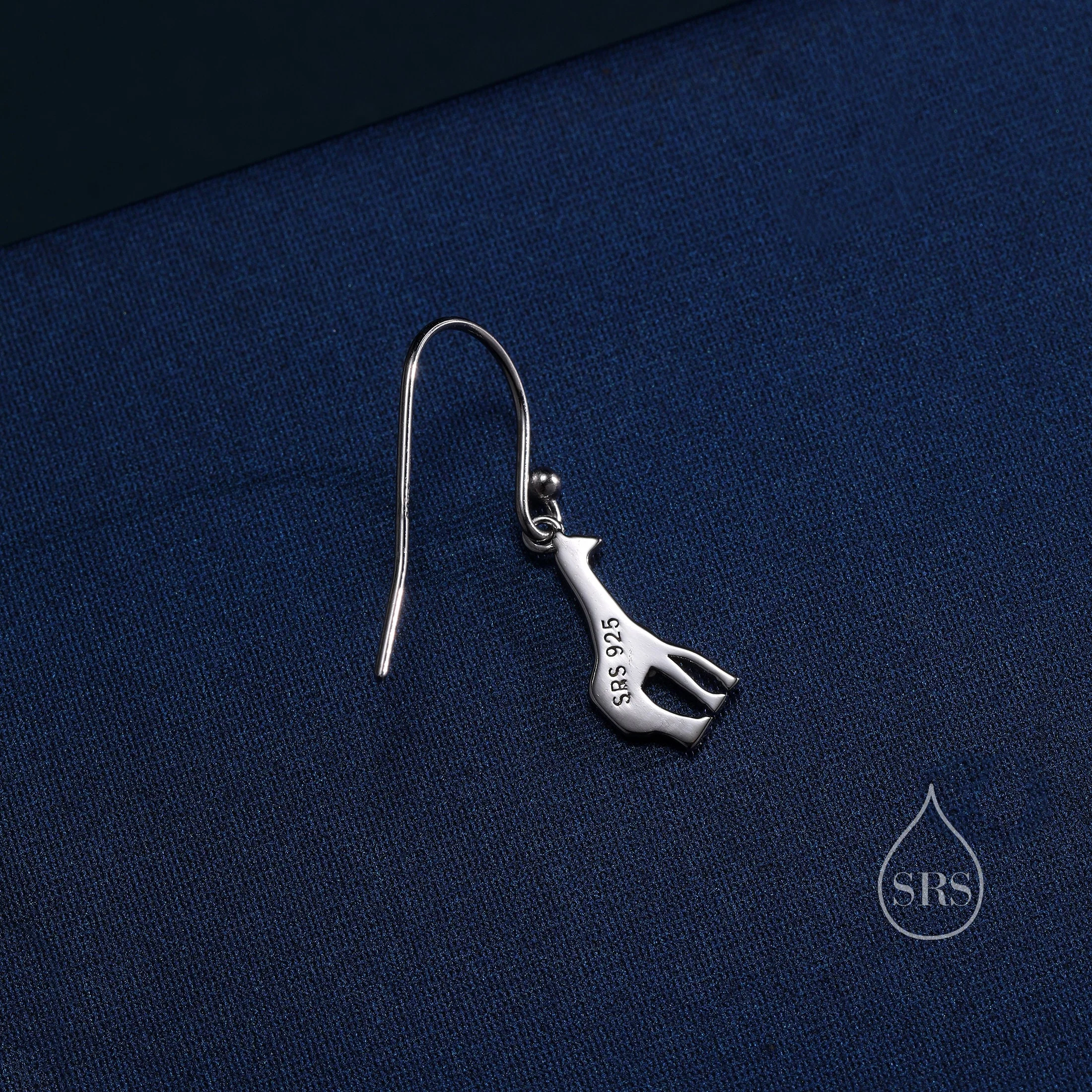 Giraffe Drop Hook Earrings in Sterling Silver, Silver or Gold or Rose Gold, Giraffe Dangle Earrings, Giraffe Drop Earrings - Image 6