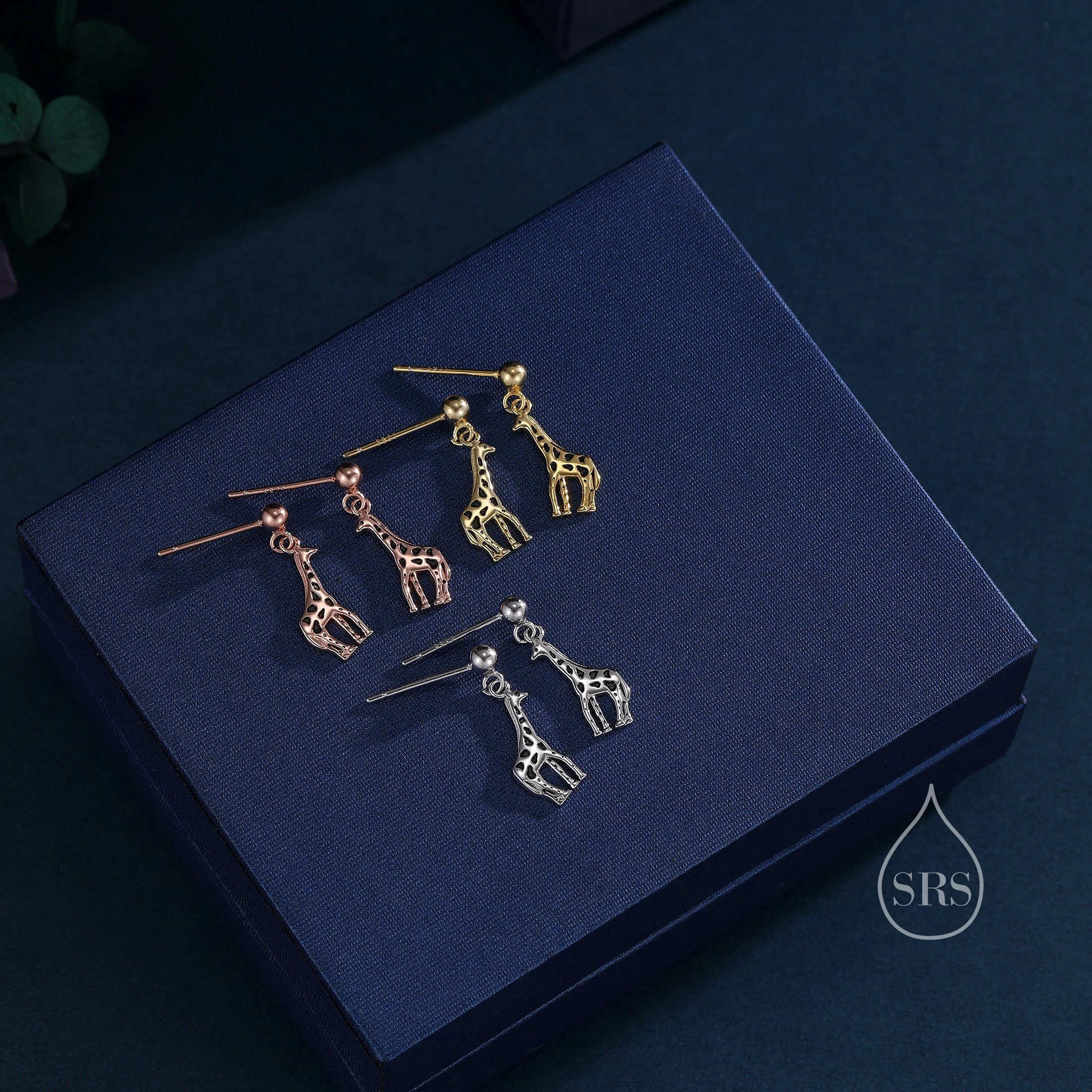 Giraffe Drop Stud Earrings in Sterling Silver, Silver or Gold, Giraffe Dangle Earrings, Giraffe Drop Earrings, Sterling Silver Giraffe - Image 6