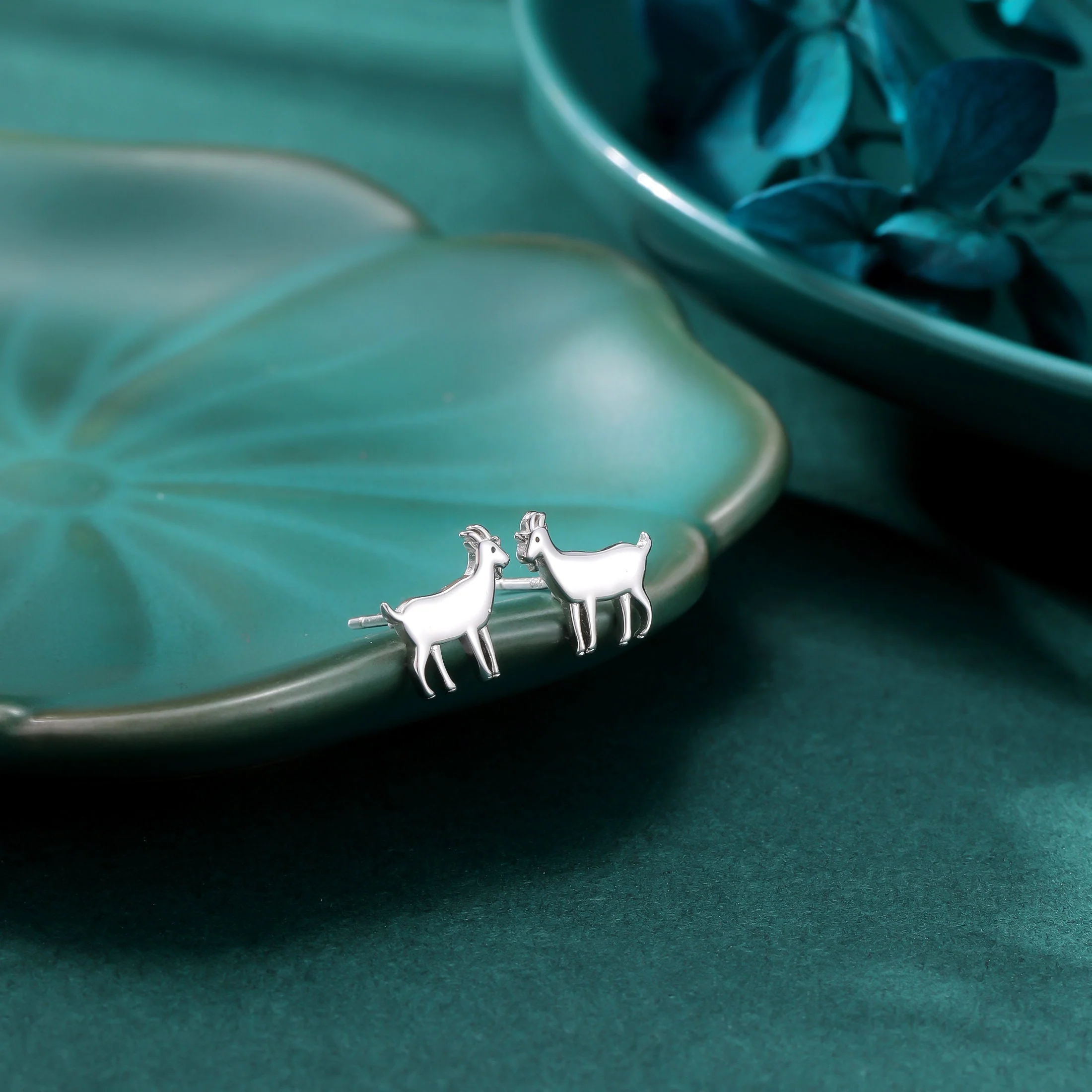 Goat Stud Earrings in Sterling Silver, Silver or Gold or Rose Gold, Sterling Silver Goat Earrings, Sheep Earrings, Farm Earrings - Image 3