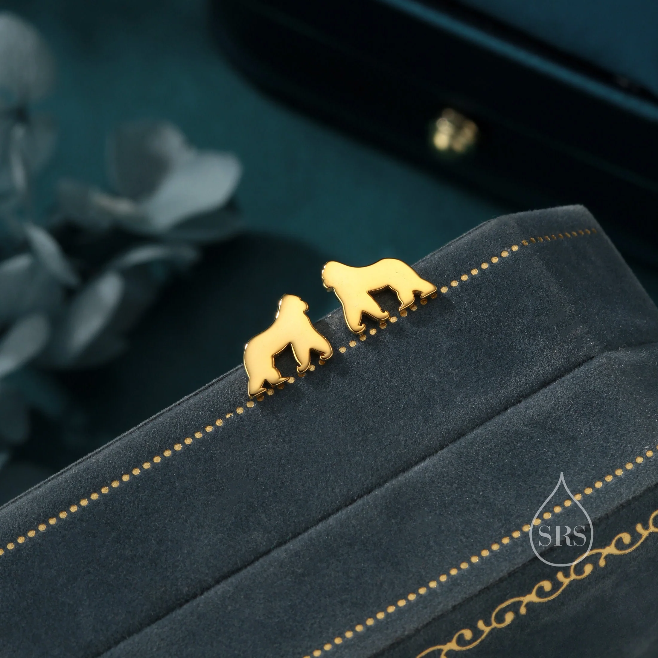 Gorilla Stud Earrings in Sterling Silver, Silver or Gold, Gorilla Earrings, Nature Inspired Animal Earrings - Image 4