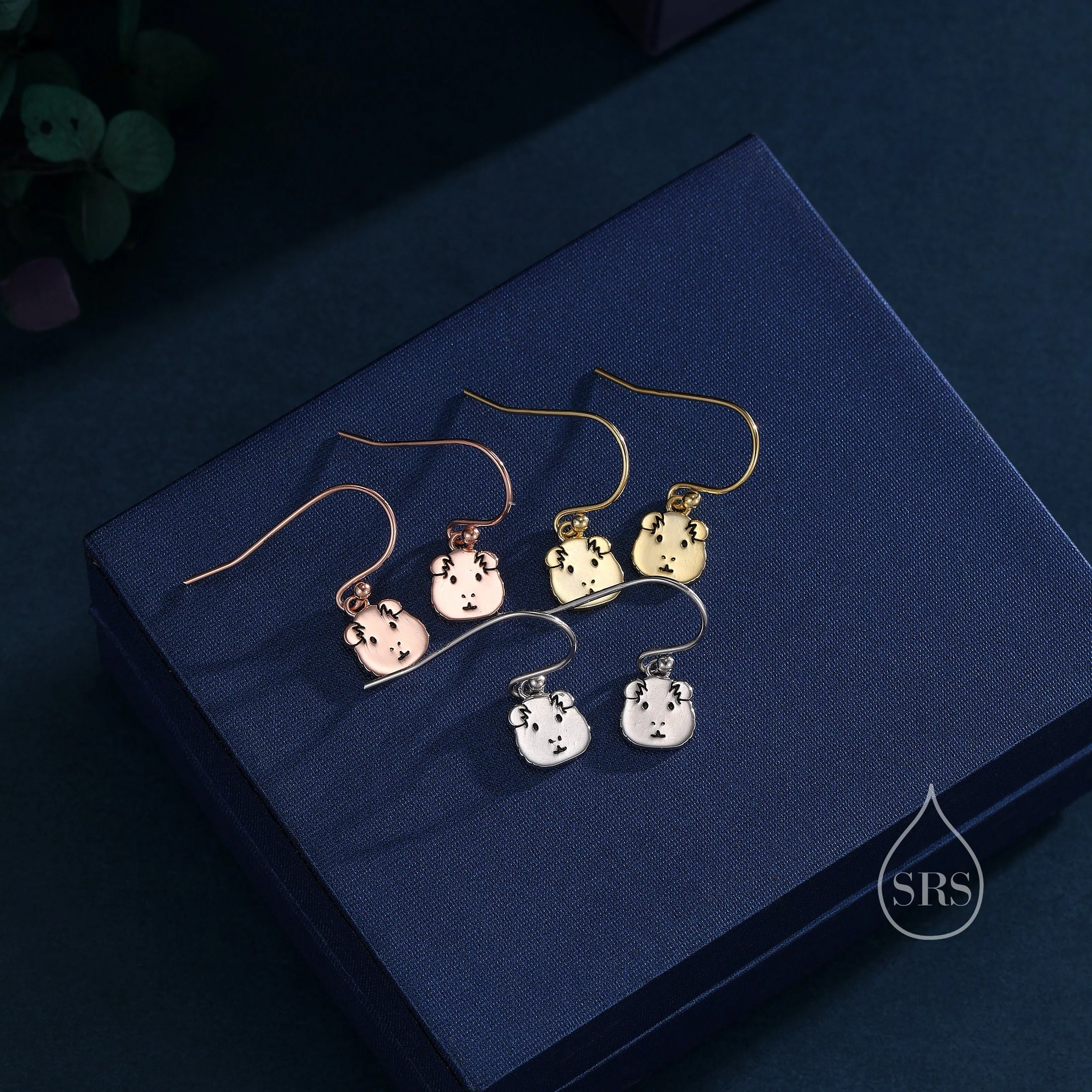 Guinea Pig Drop Hook Earrings in Sterling Silver, Silver Gold or Rose Gold, Guinea Pig Earrings, Pet Earrings, Guinea Pig Earrings - Image 6