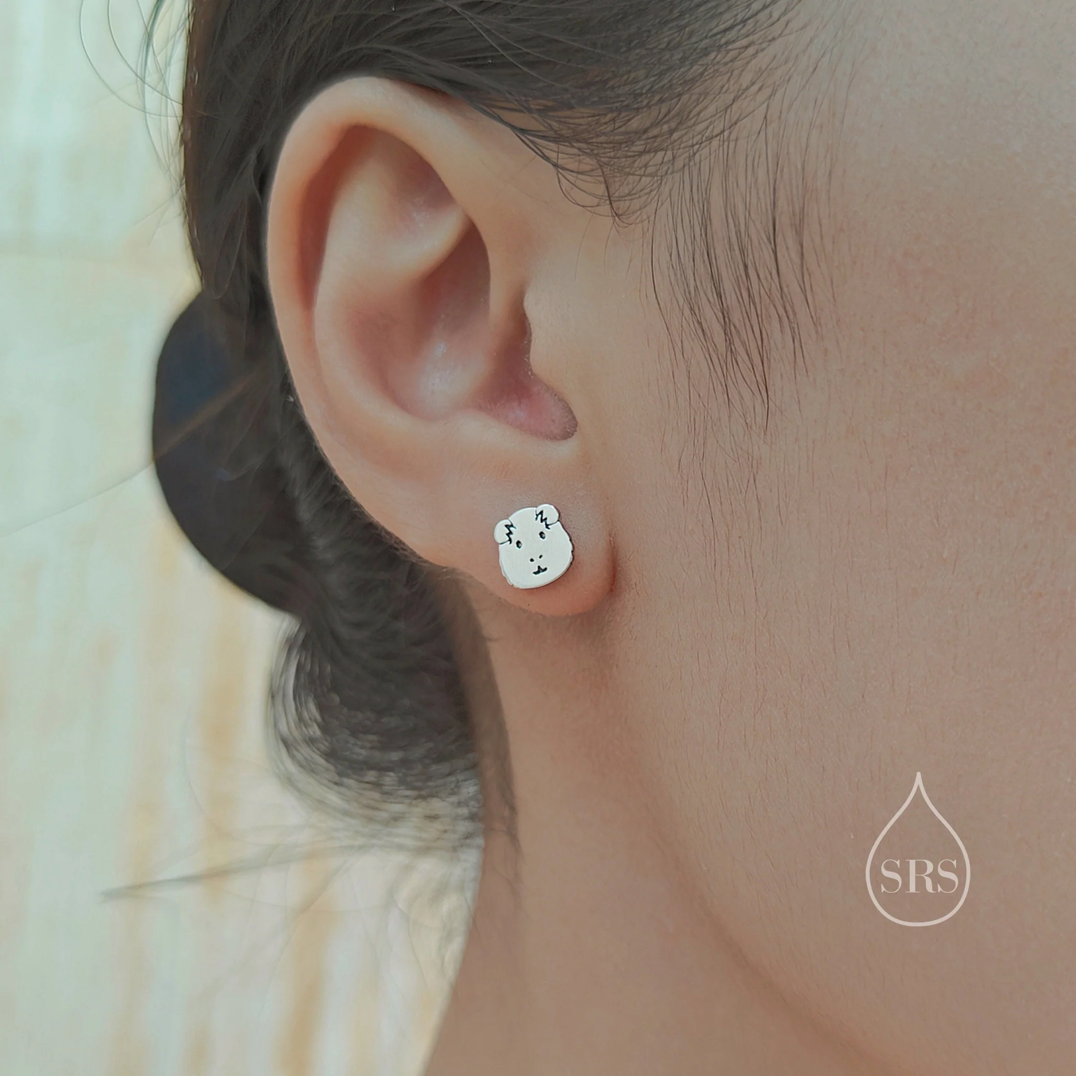 Guinea Pig Stud Earrings in Sterling Silver, Silver Gold or Rose Gold, Guinea Pig Stud Earrings, Pet Earrings, Guinea Pig Earrings - Image 3