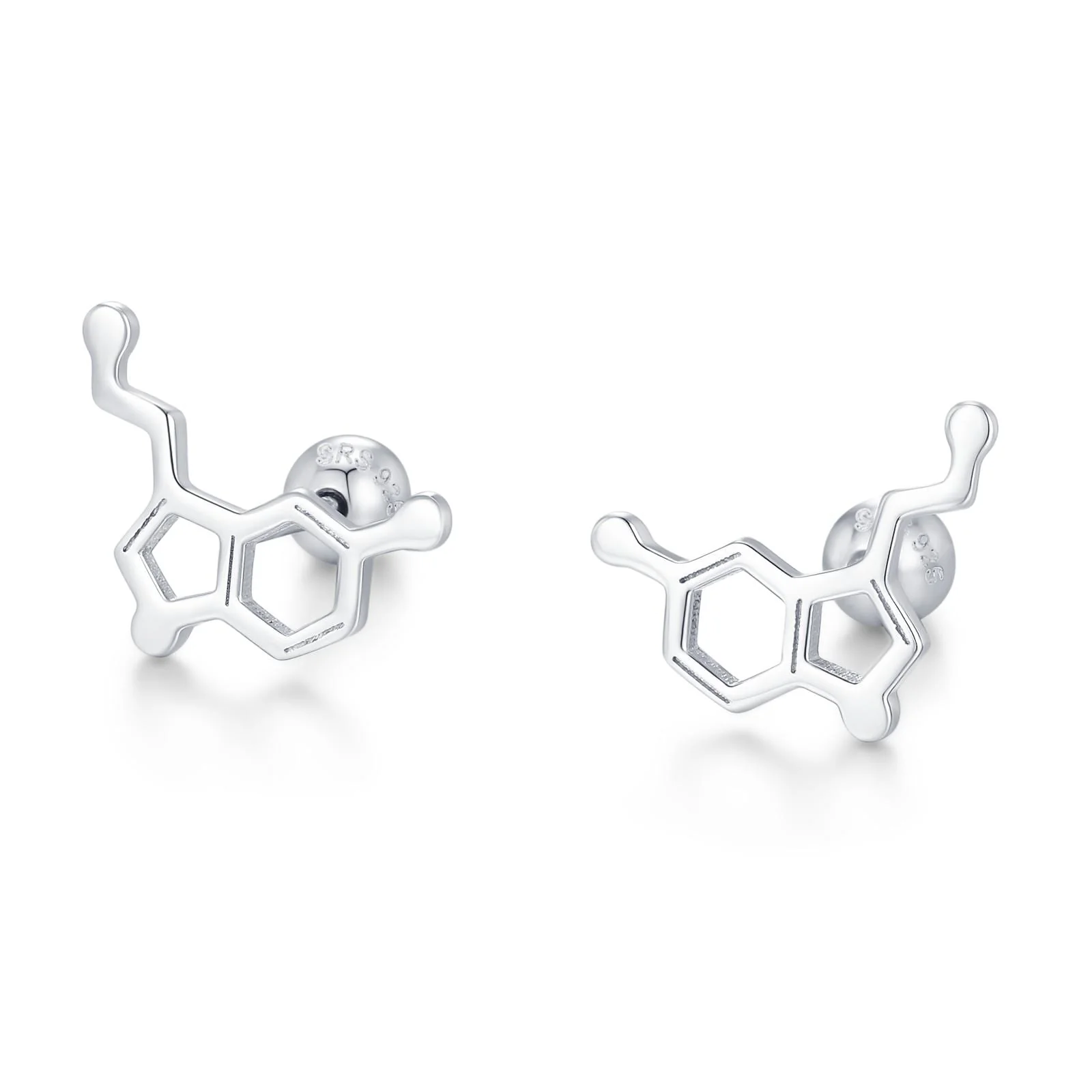 Happiness Molecules Serotonin 18G Screw Back Stud Earrings with Ball Backs - Image 12