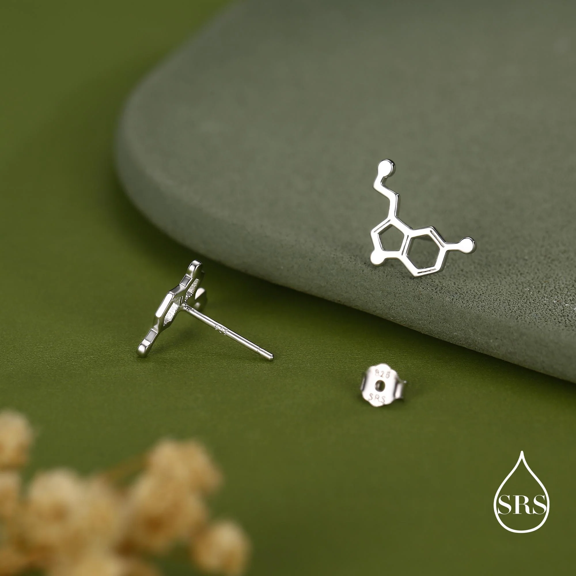 Happiness Molecules Serotonin Stud Earrings in Sterling Silver - Image 3