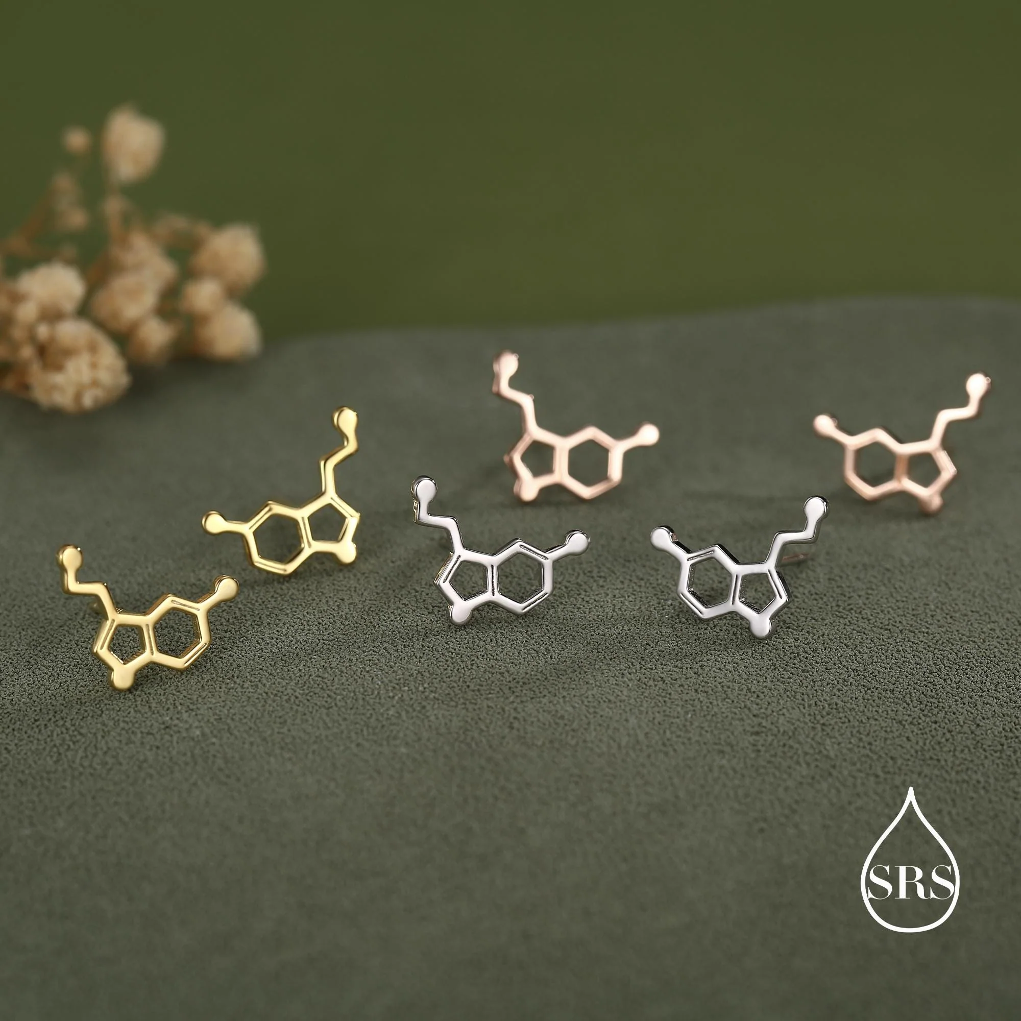 Happiness Molecules Serotonin Stud Earrings in Sterling Silver - Image 6