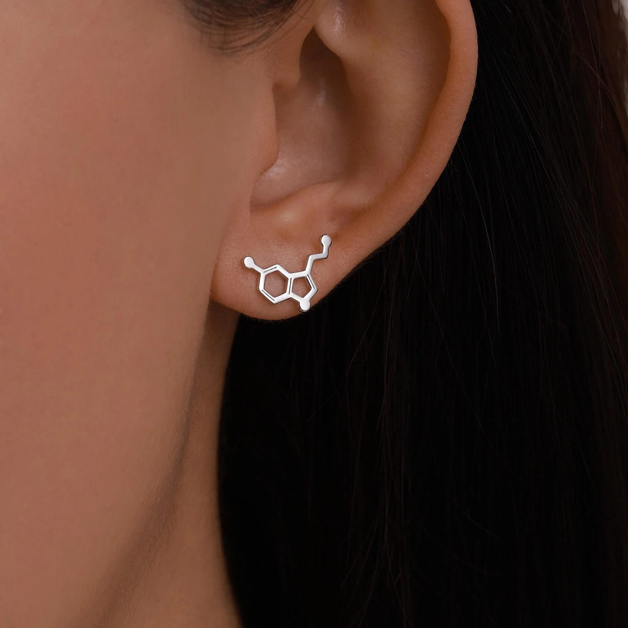 Happiness Molecules Serotonin Stud Earrings in Sterling Silver - Image 7